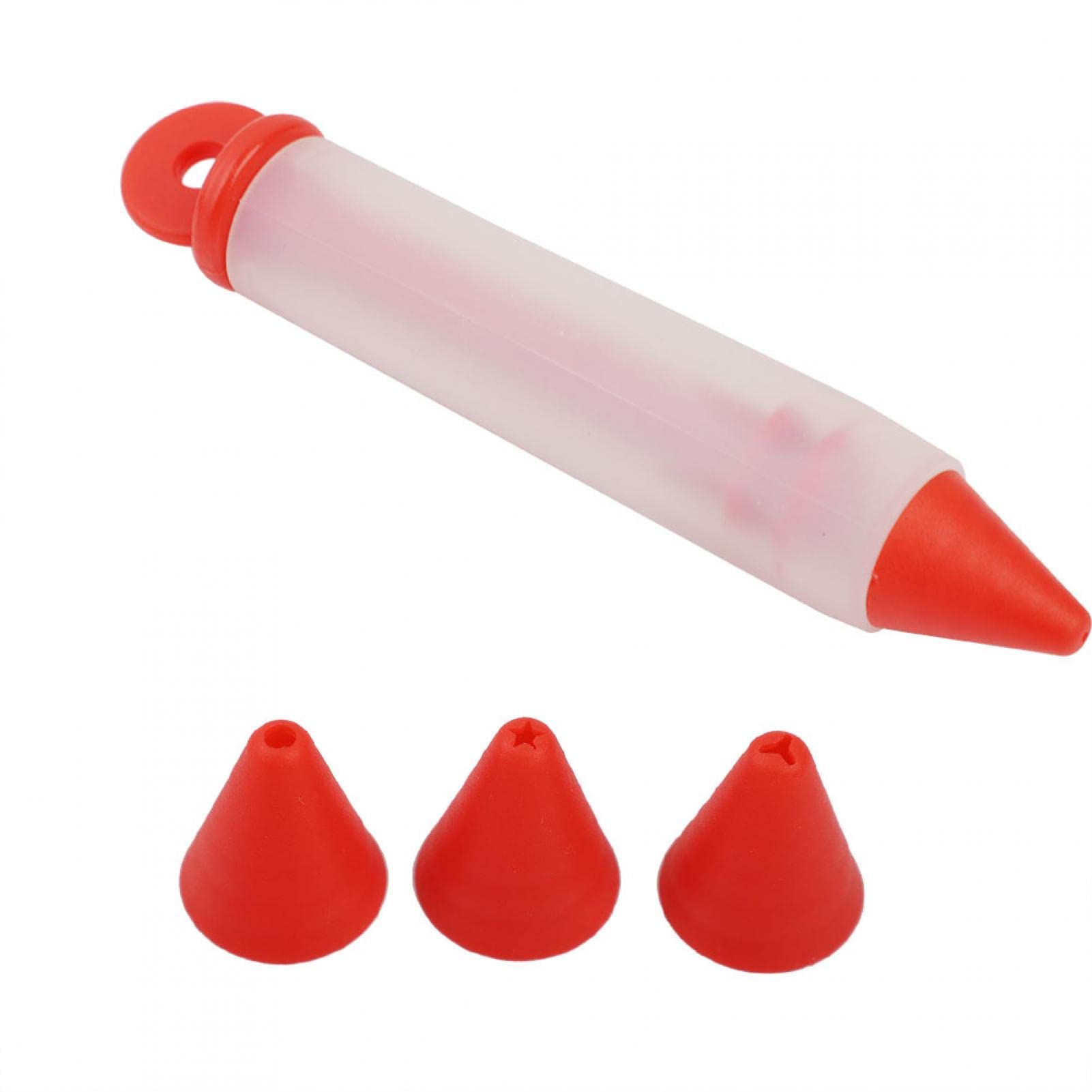 Premium Cake Decorating Pens Kit - 4 Nozzle Silicone Icing Piping Pen for Cookies, Cupcakes & Pastries (Red) | Perfect for Birthday Cakes, Wedding Desserts & DIY Baking Decorations