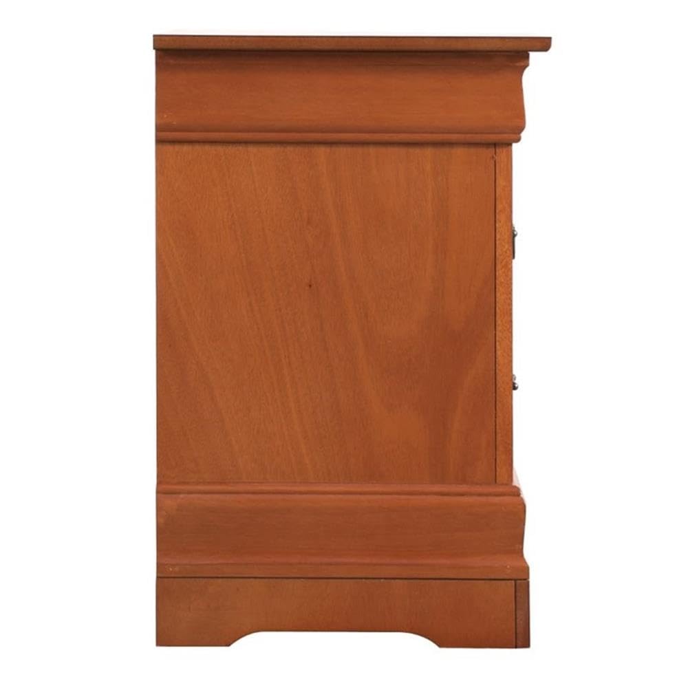 Glory Furniture Louis Phillipe 2-Drawer Oak Nightstand - Bedside Table for Bedroom, Living Room & Guest Room