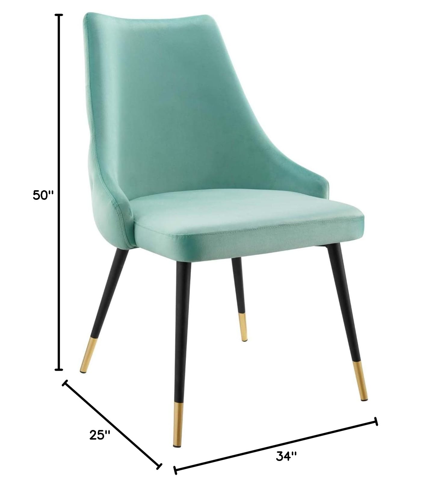 Modway Adorn Tufted Performance Velvet Dining Chairs - Set of 2 Mint Green Accent Side Chairs for Living Room, Bedroom & Dining Area