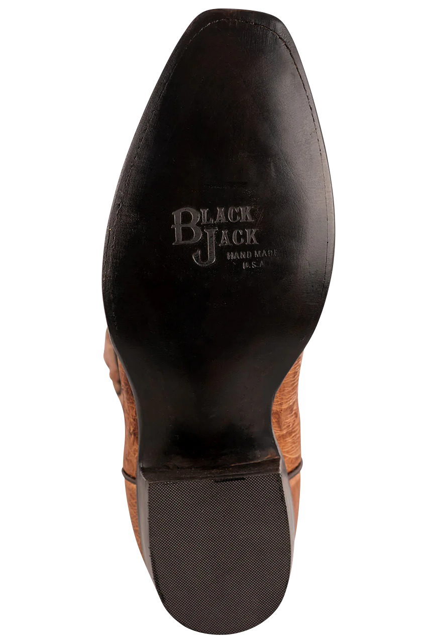 Premium Black Jack Smooth Ostrich Cowboy Boots in Burnished Cigar - Handcrafted Western Boots for Men, Country Music Festivals & Rodeo Events