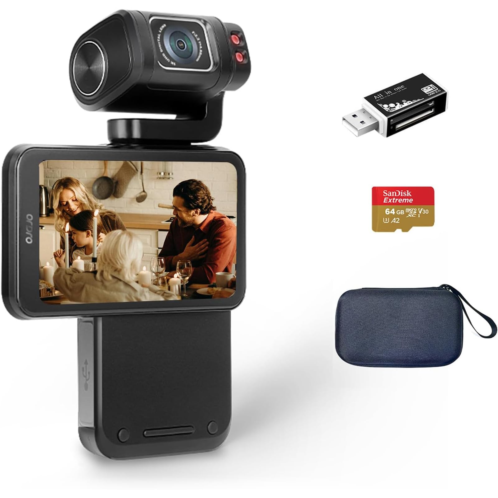 5K/30fps Vlogging Camera with Rotatable Touchscreen - M3 Pocket Camcorder with Night Vision & Time-lapse, Compact Digital Camera for YouTube, Travel Photography & Outdoor Adventures