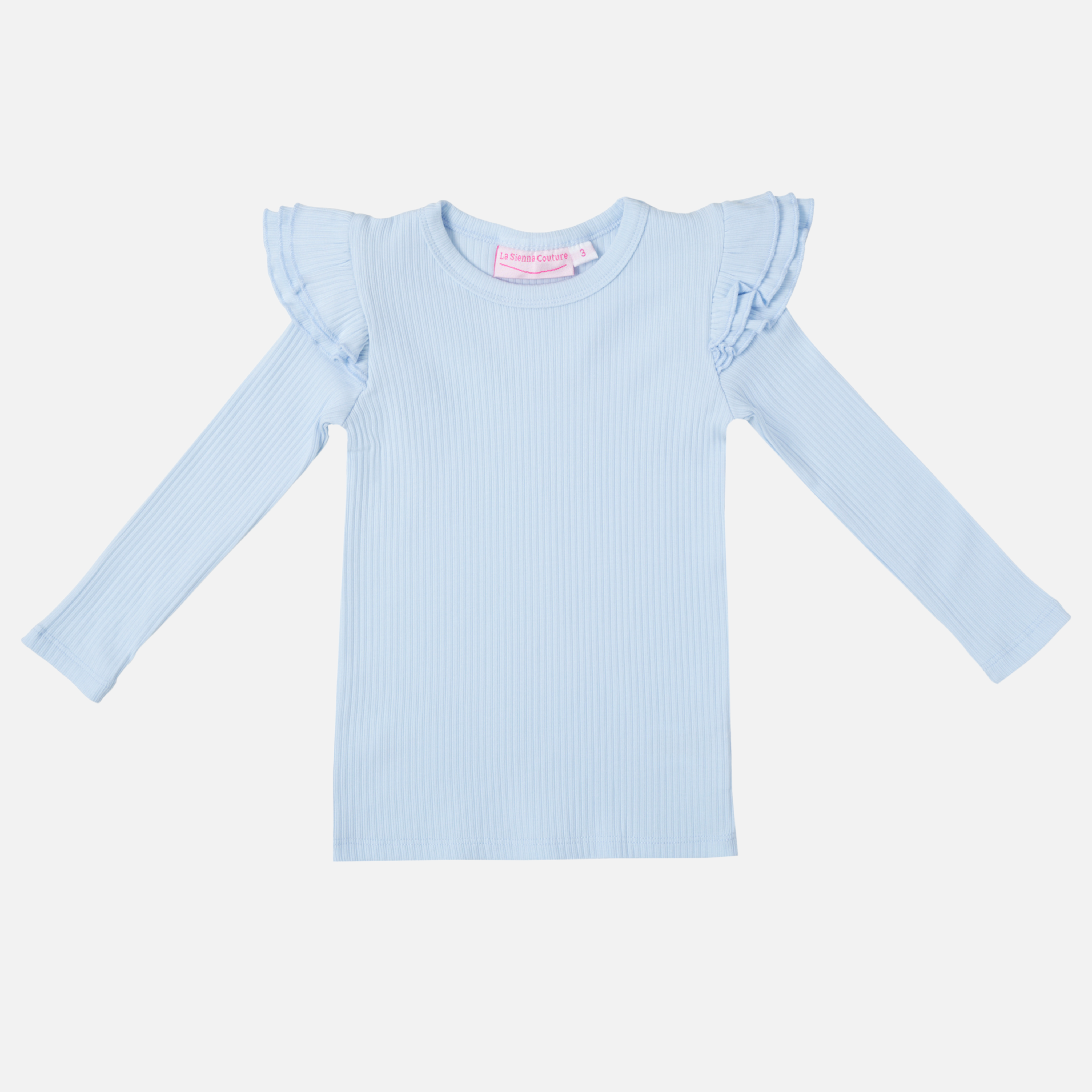 Cozy Long Sleeve Flutter Top in Ice Blue - Soft & Comfortable Women's Blouse for Work, Date Night & Casual Outfits