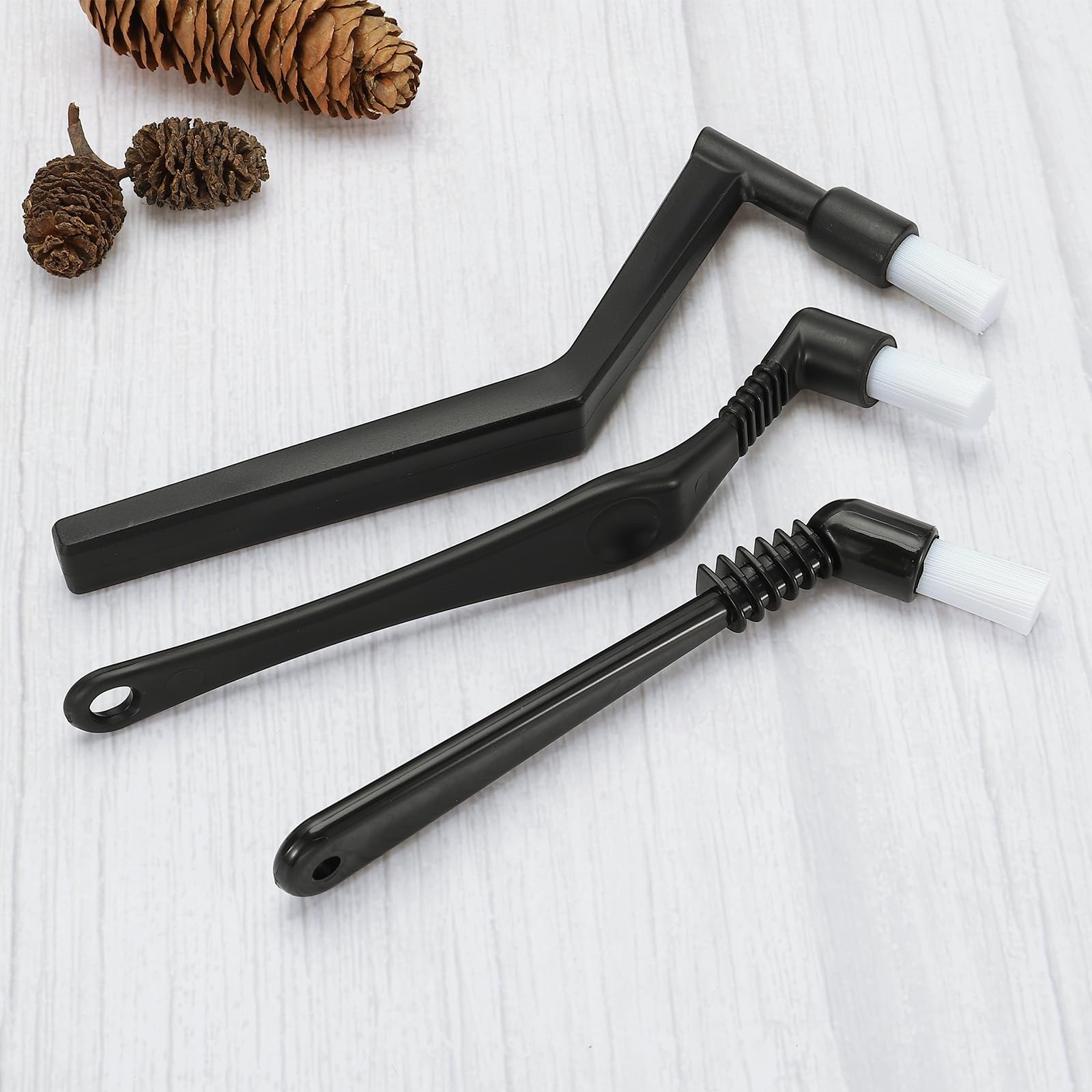 PATIKIL 2-in-1 Coffee Espresso Cleaning Brush with Elbow Design & Black Spoon - Perfect for Grinder, Portafilter & Machine Maintenance (White)