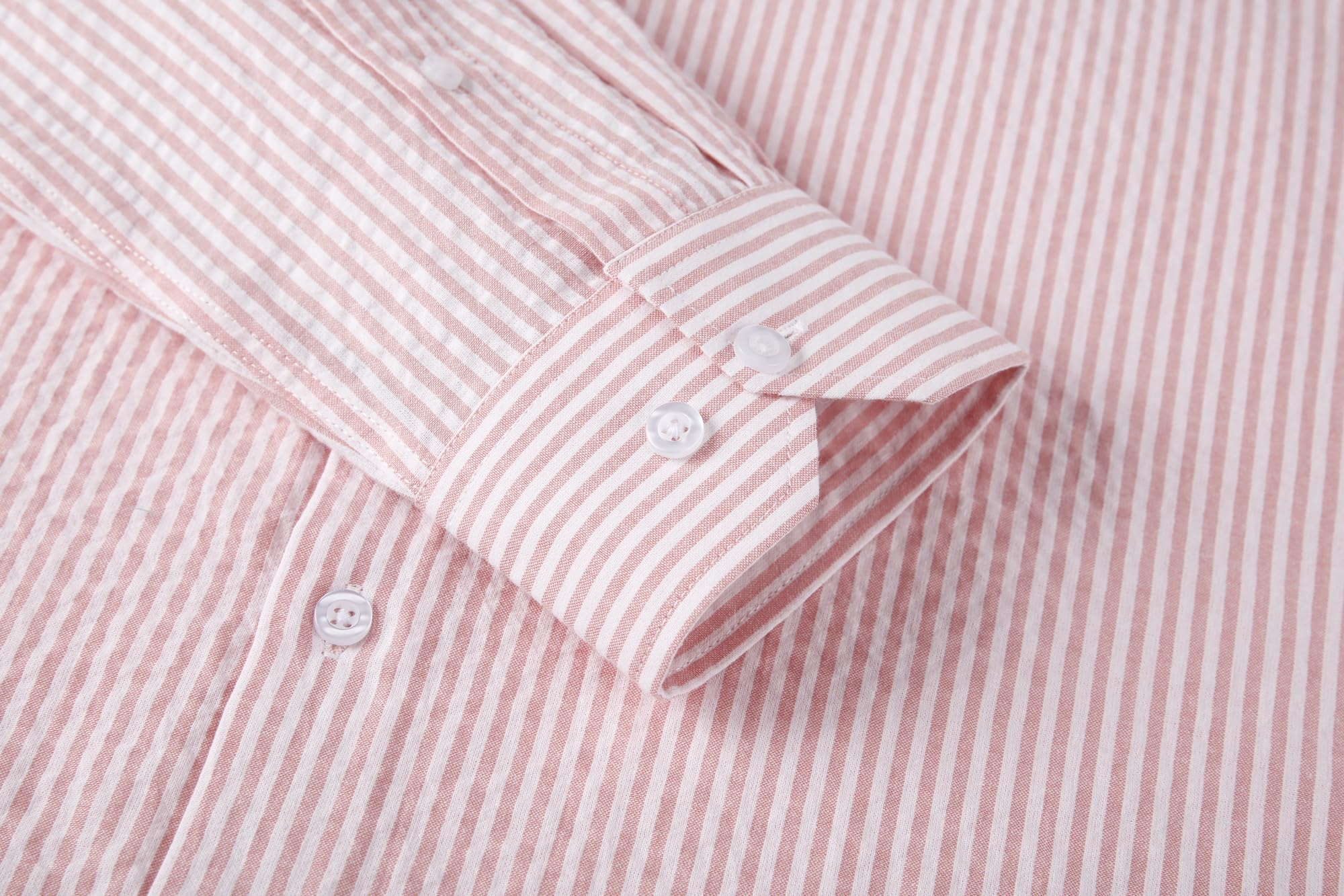Alex Vando Men's Seersucker Dress Shirts - Striped Business Casual Cotton Shirt for Office, Summer & Outdoor Events - Breathable & Comfortable Formal Wear