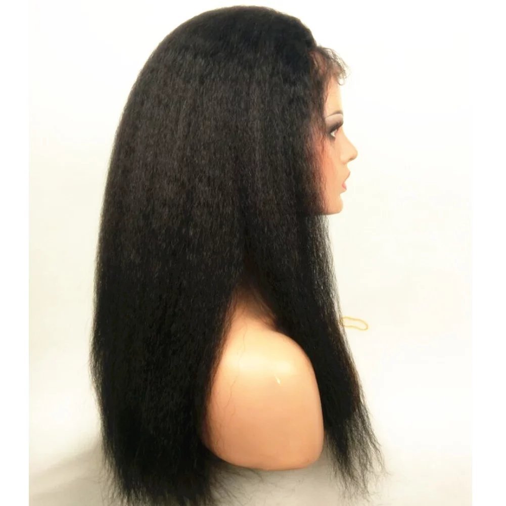 N.L.W. Italian Yaki Lace Front Human Hair Wigs for Black Women - 16inch Brazilian Remy Hair Glueless Lace Wig with Baby Hair | Natural Look for Daily Wear, Parties & Special Occasions