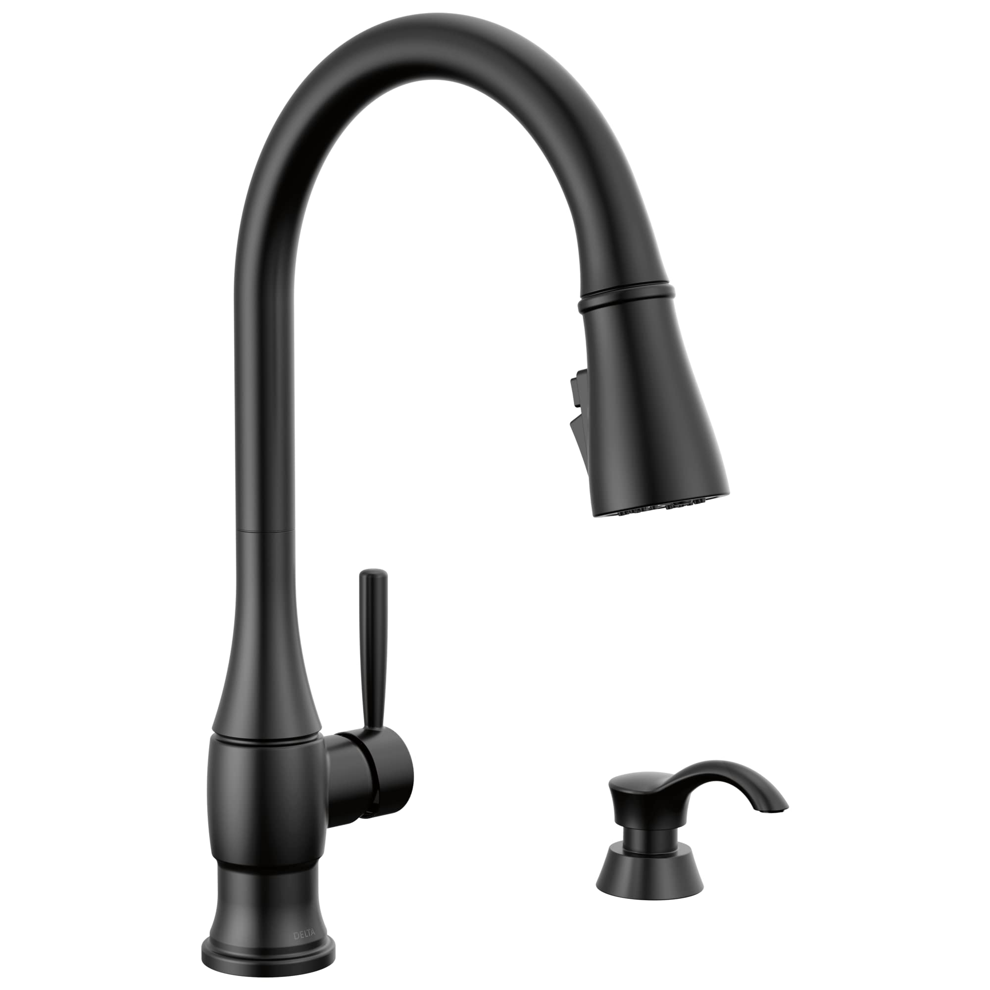 Delta Faucet Hazelwood Matte Black Kitchen Faucet with Pull Down Sprayer & Soap Dispenser - Magnetic Docking Spray Head, Single Handle Sink Faucet for Modern Kitchens (Model 19831Z-BLSD-DST) | Perfect for Cooking, Washing Dishes & Food Prep