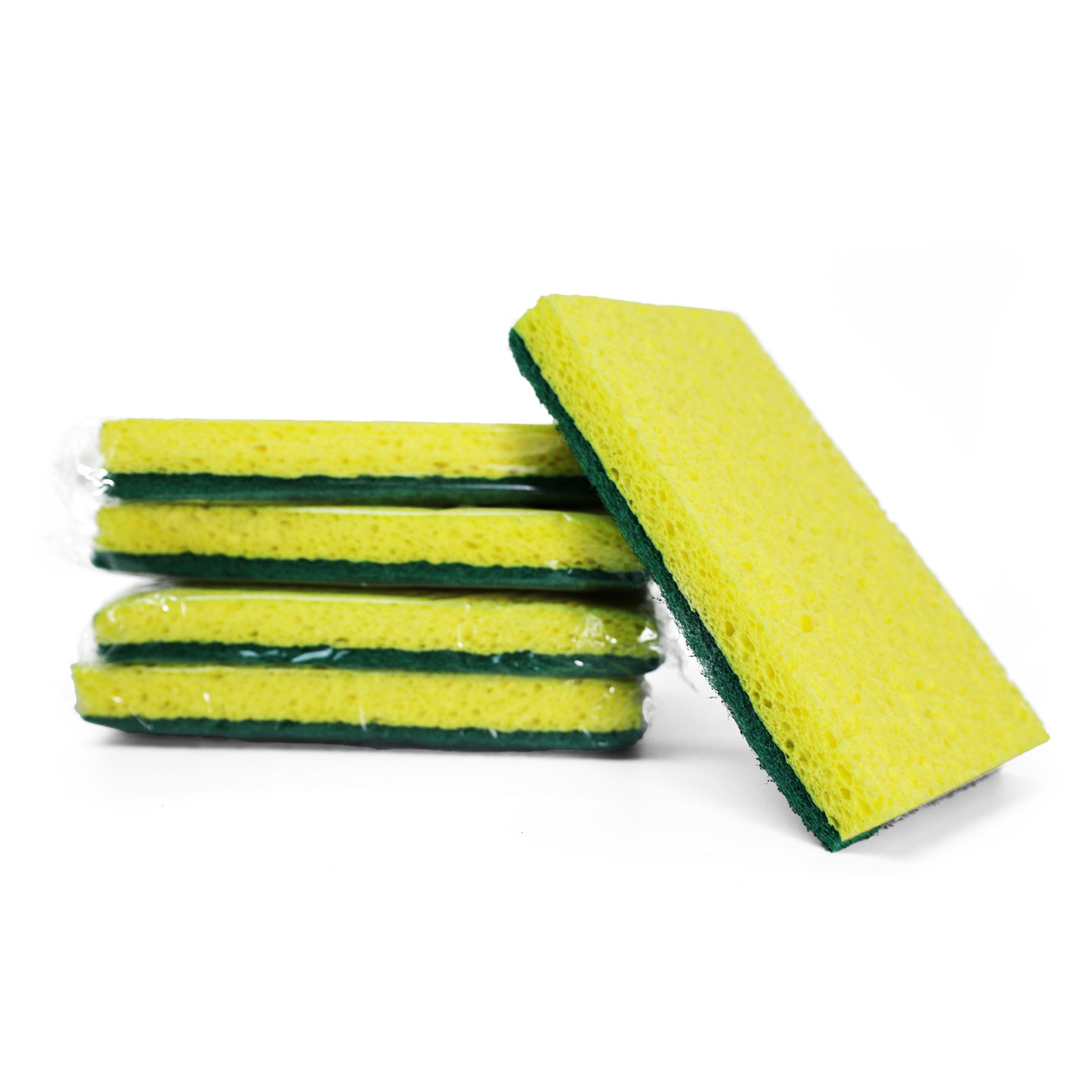 Eco-Friendly Cellulose Sponge with Green Scrub Pad (5-Pack) - Perfect for Kitchen Cleaning, Dishwashing, and Household Chores