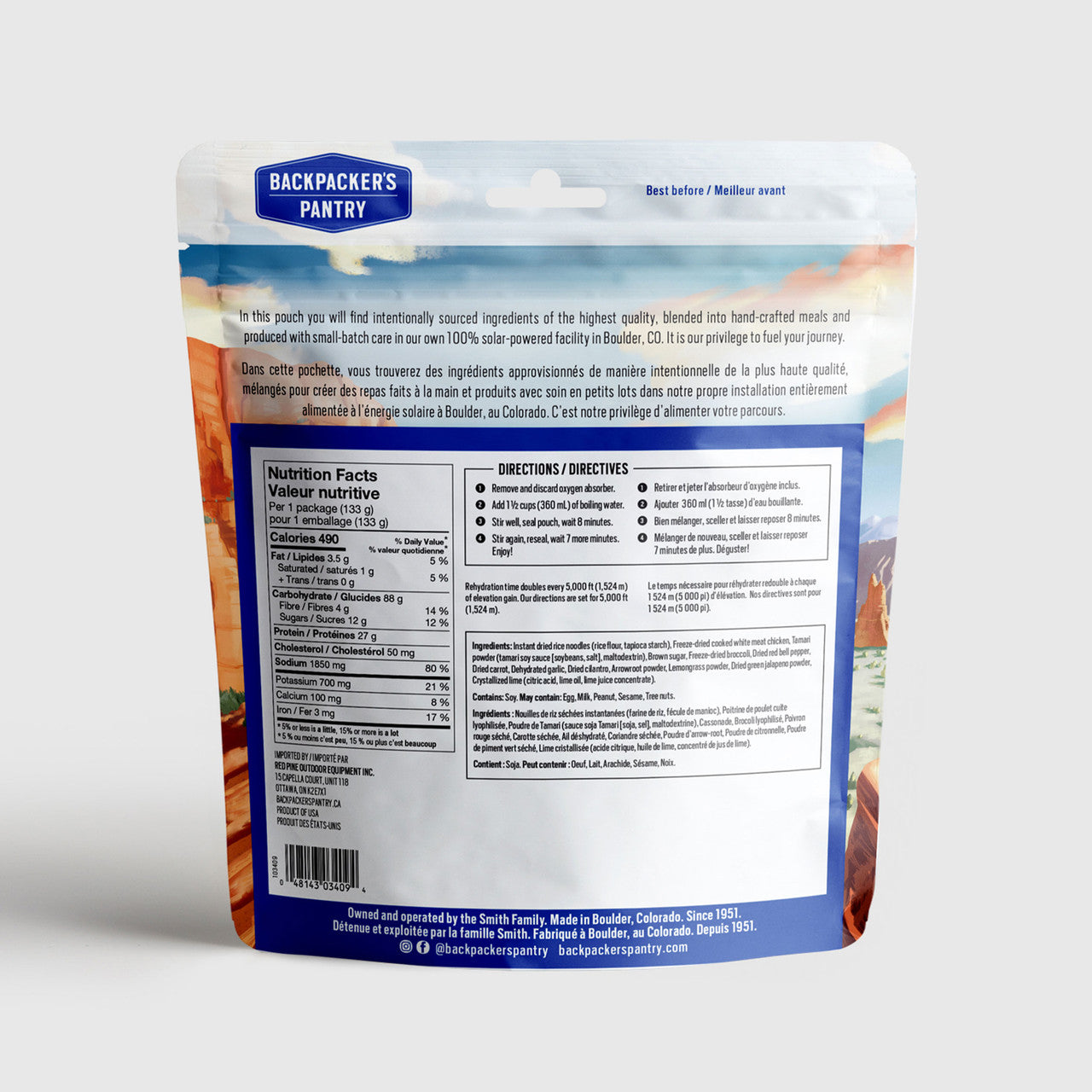 Backpacker's Pantry Drunken Noodles with Chicken - Single Serving Freeze-Dried Meal | Lightweight Camping & Backpacking Food for Hiking, Emergency Prep & Outdoor Adventures