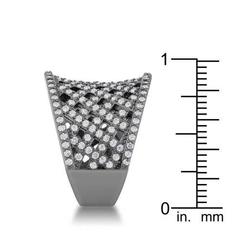 1.4 Carat Cubic Zirconia Hematite Wide Woven Style Ring for Women - Elegant Statement Jewelry for Parties, Weddings & Special Occasions