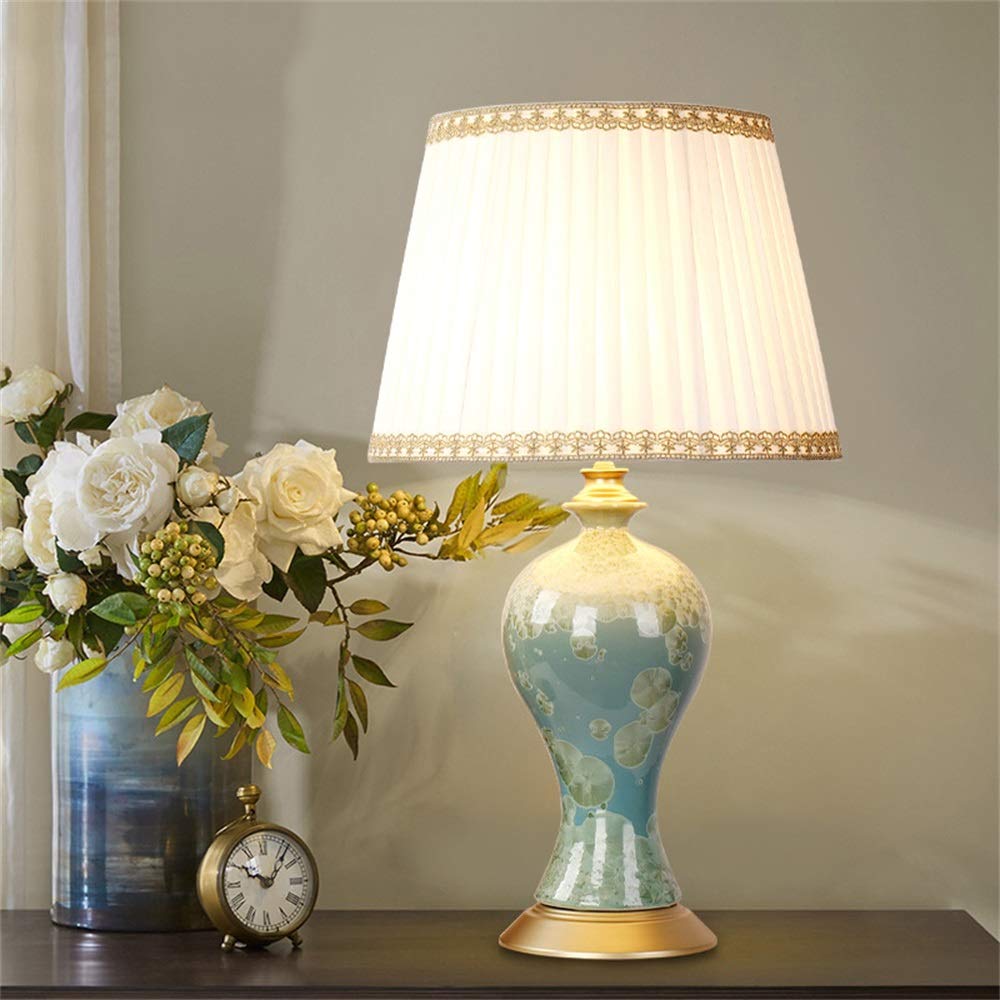 Luxury Contemporary Ceramic Table Lamp with Fabric Shade - Modern Home Decor for Living Room, Bedroom, Dining Room, Office & Hotel (Style 2, Button Switch) | Perfect for Reading, Relaxing & Creating Ambiance