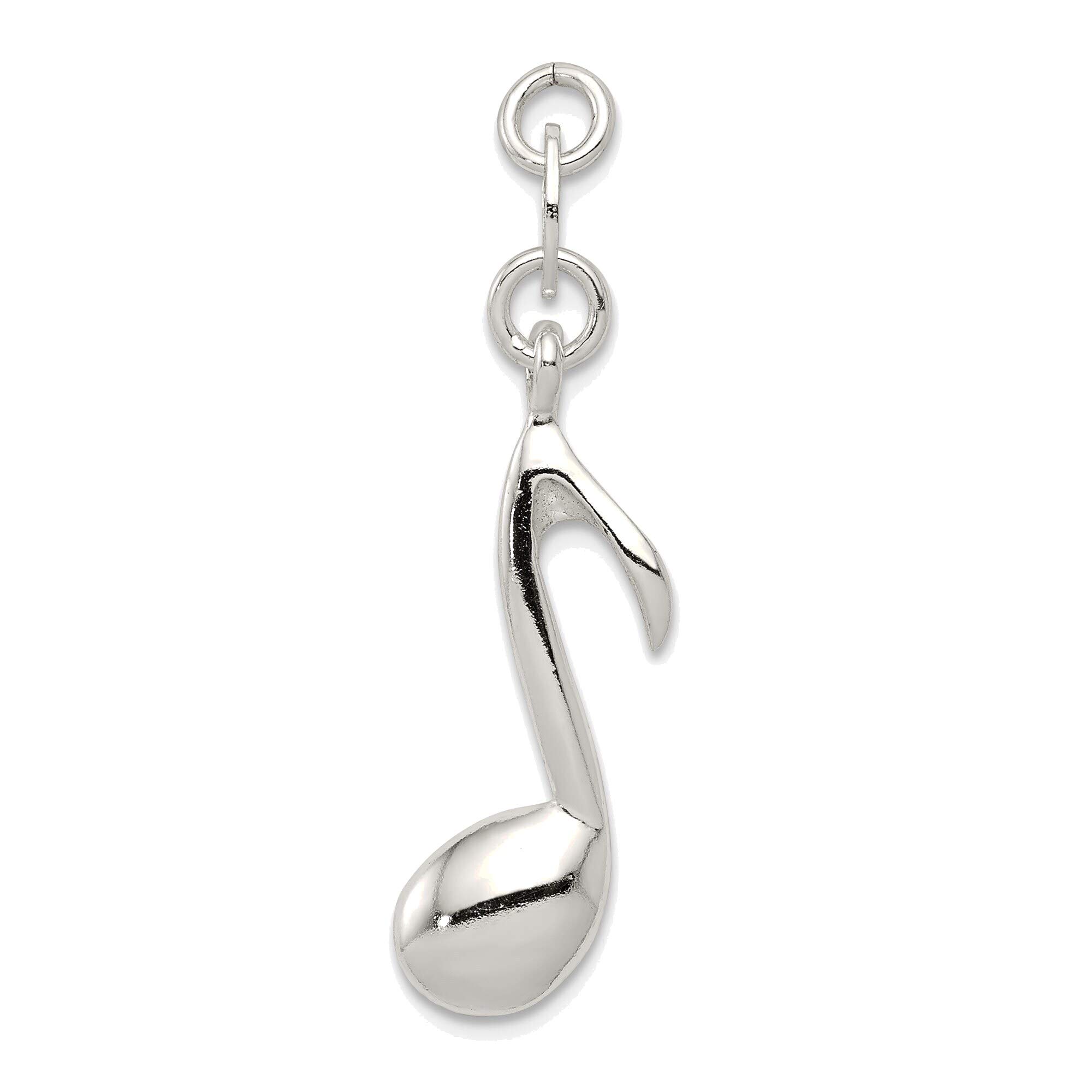 Bonyak Sterling Silver Polished Music Note Charm Pendant - Elegant Jewelry Gift for Musicians, Music Lovers & Special Occasions - Perfect for Necklaces, Bracelets & Personalized Gifts