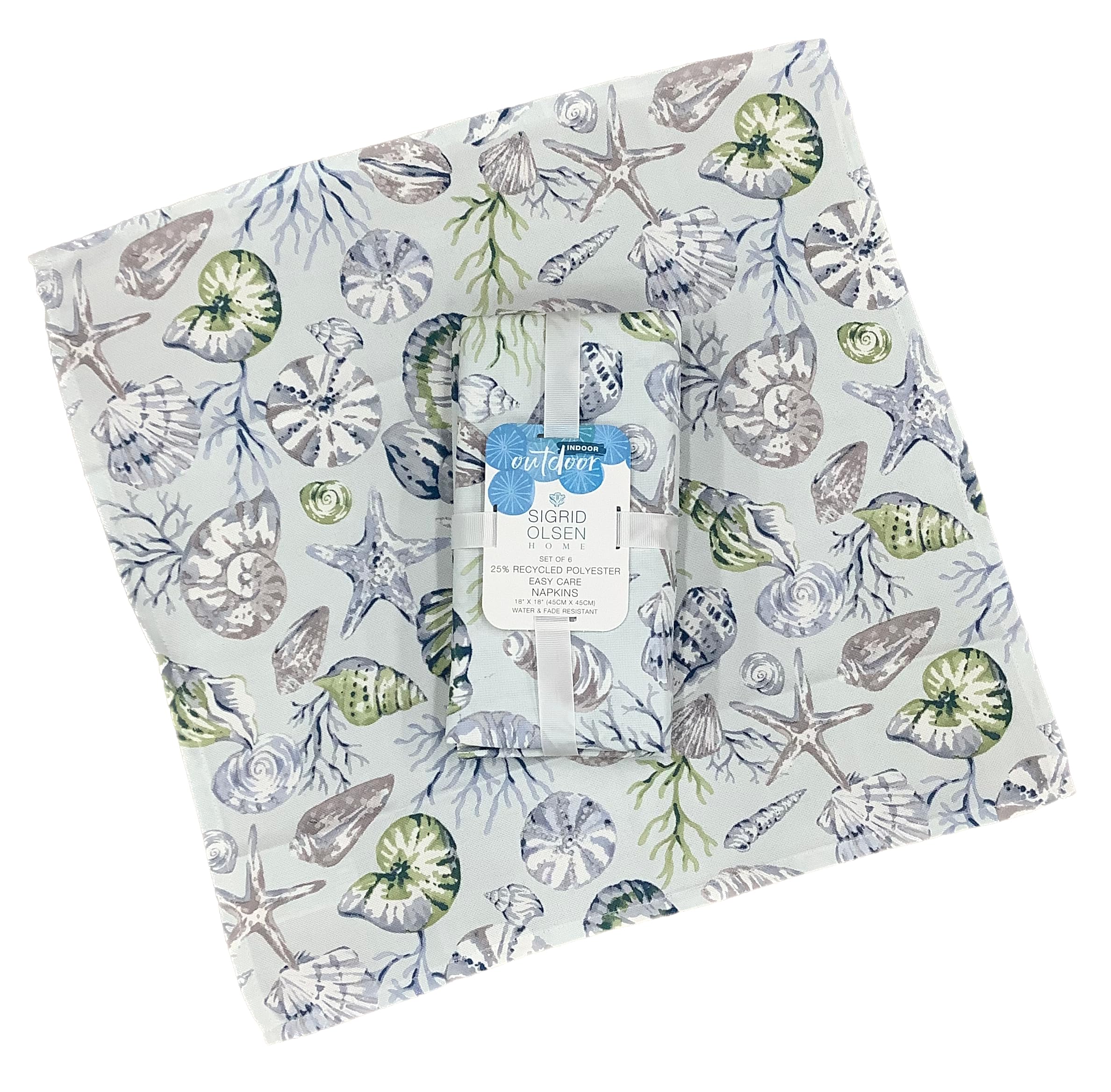 Sigrid Olsen Seashell Tablecloth Set for Indoor & Outdoor Dining