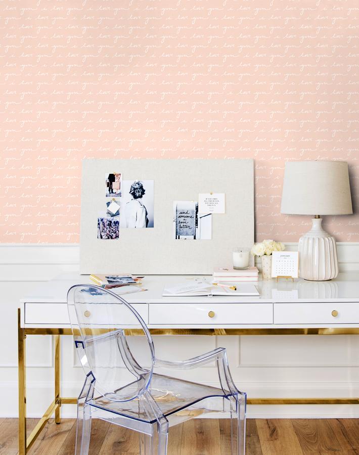Romantic 'I Love You' Wallpaper by Sugar Paper - Pink Floral Design for Bedroom & Home Decor