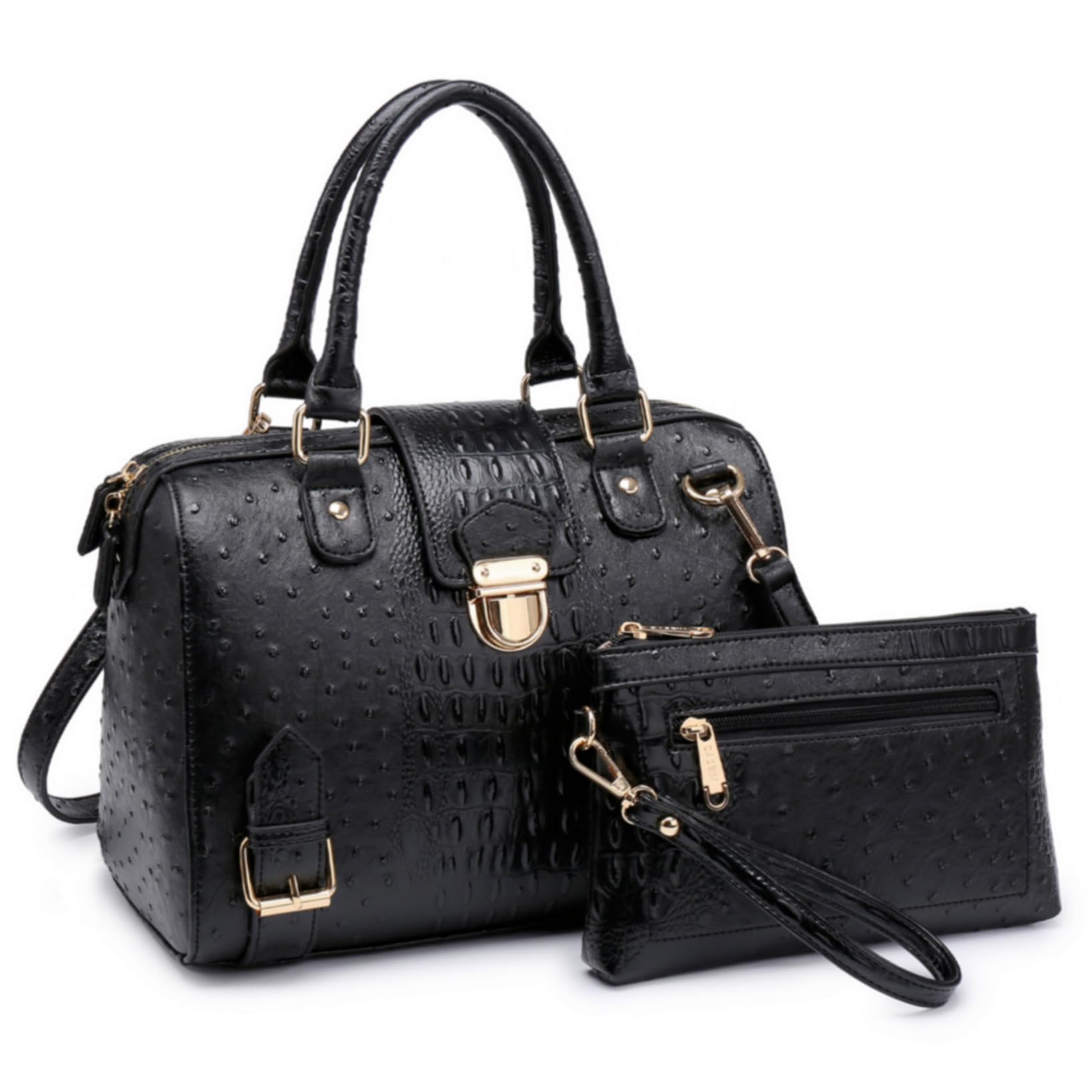 Dasein Women's Vegan Leather Barrel Handbag - Fashionable Top Handle Shoulder Satchel Purse for Work, Office & Everyday Use
