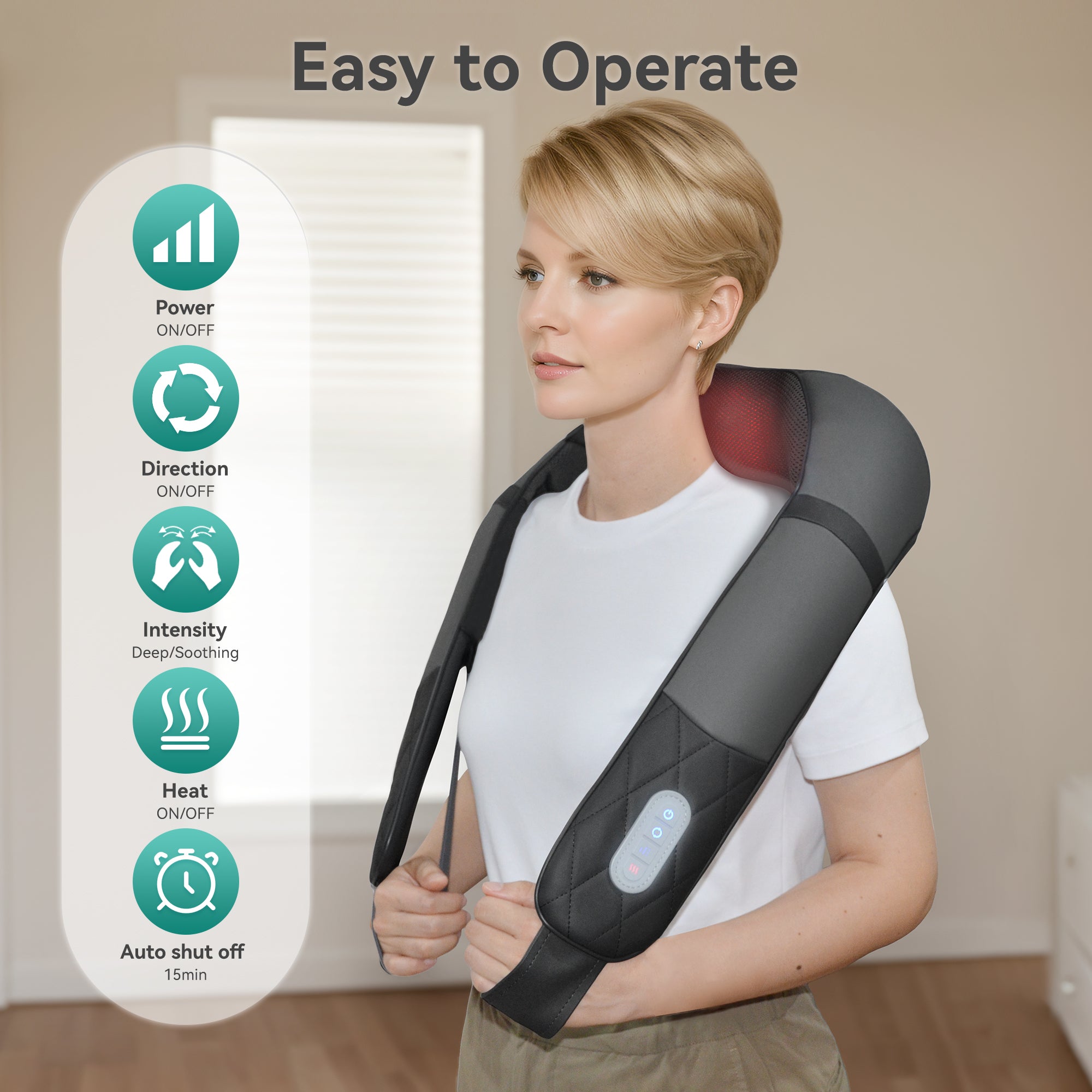 Snailax 2025 Upgrade Rechargeable Neck Massager with Heat - Cordless Portable Deep Kneading Shoulder Massage Pillow for Home, Office & Travel Relief (Model 632UC)