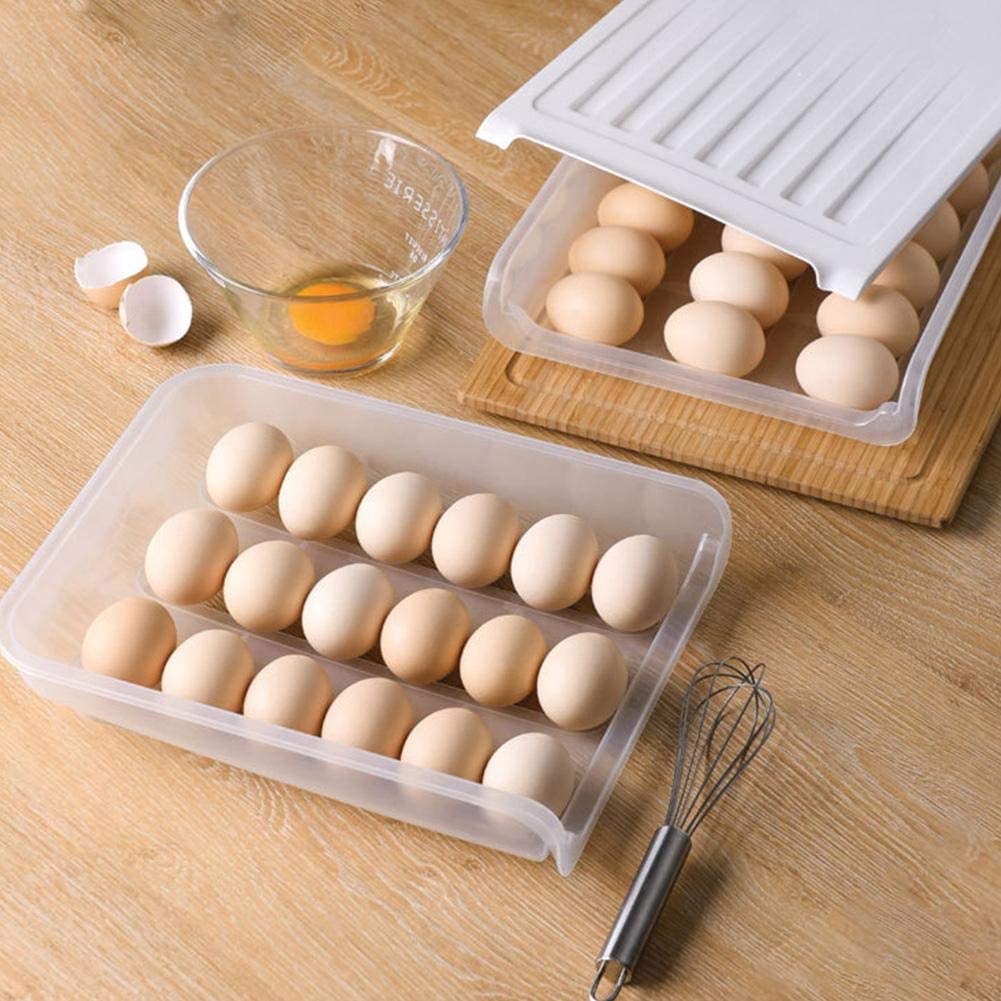 Homeappy 18-Count Large Capacity Egg Storage Box - Transparent Plastic Egg Holder for Refrigerator, Stackable Fridge Egg Container - Perfect for Kitchen Organization & Fresh Egg Storage