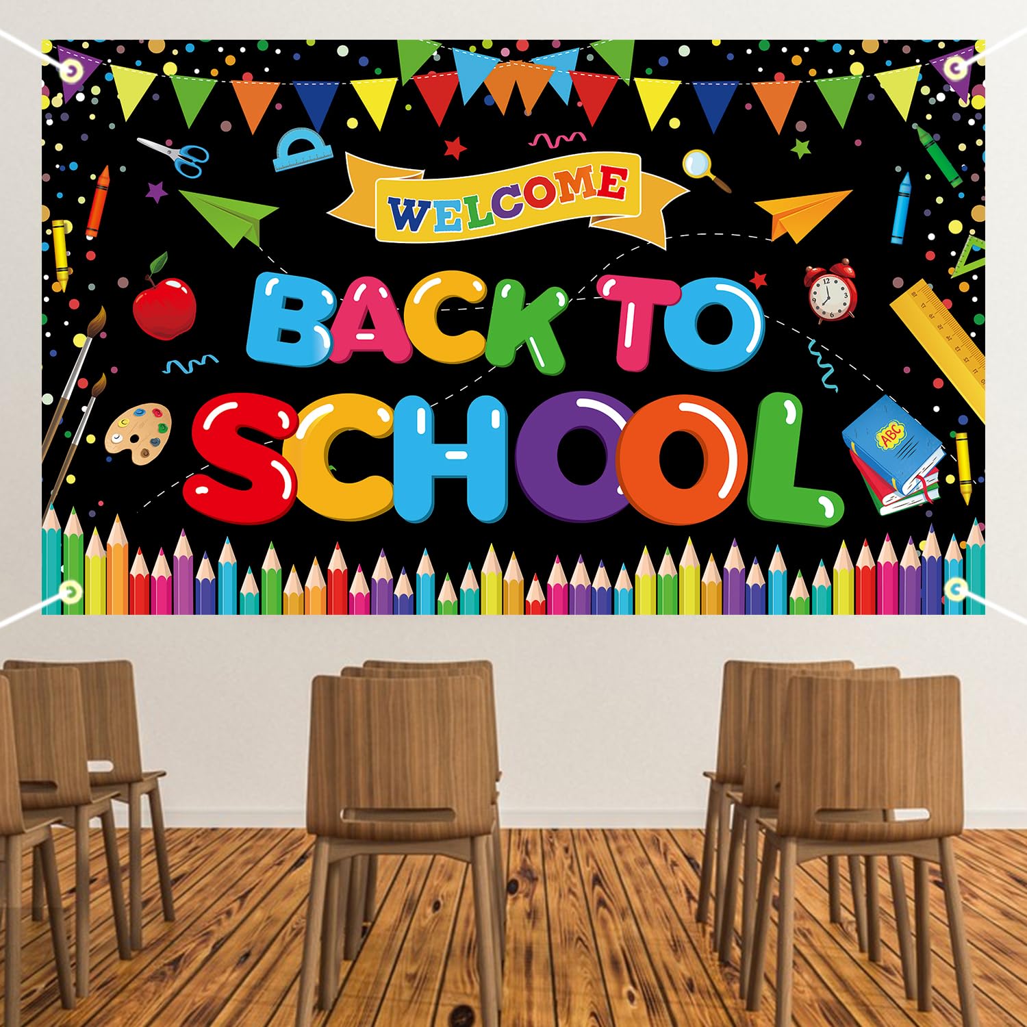 Back to School Decorations - Welcome Back to School Banner & Kindergarten Classroom Supplies | Large Size Backdrop Poster for Classroom Door, Bulletin Board & First Day of School Decor