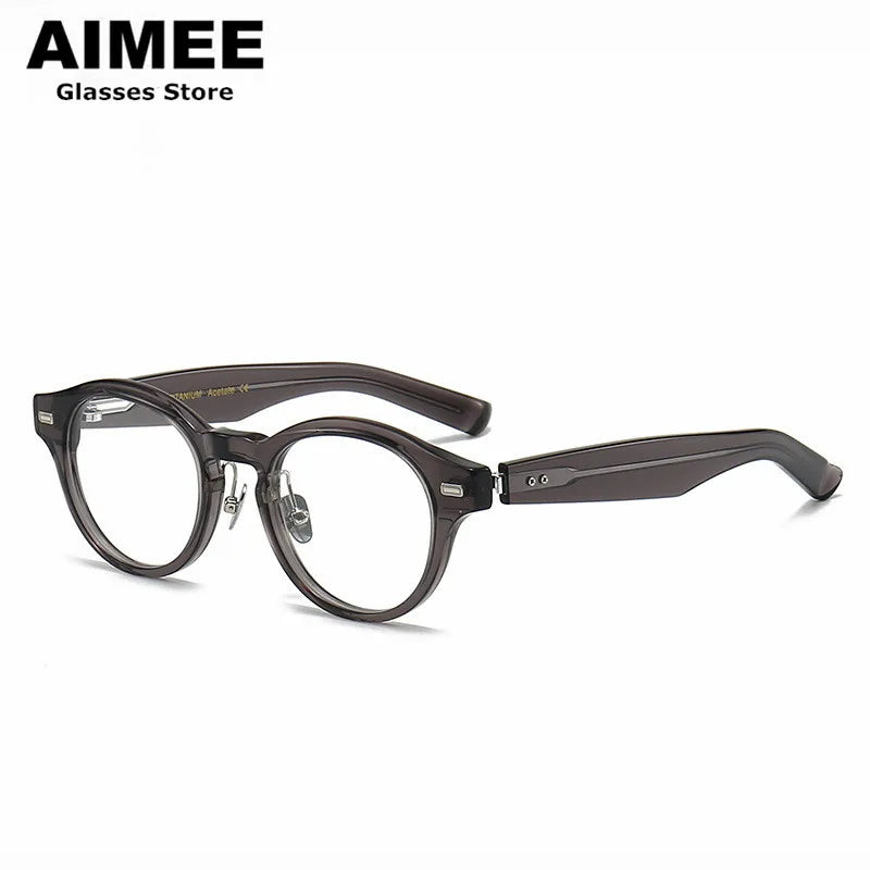 Stylish Unisex Full Rim Round Titanium Acetate Eyeglasses 14150 - Lightweight & Durable Frame for Work, Reading & Everyday Wear