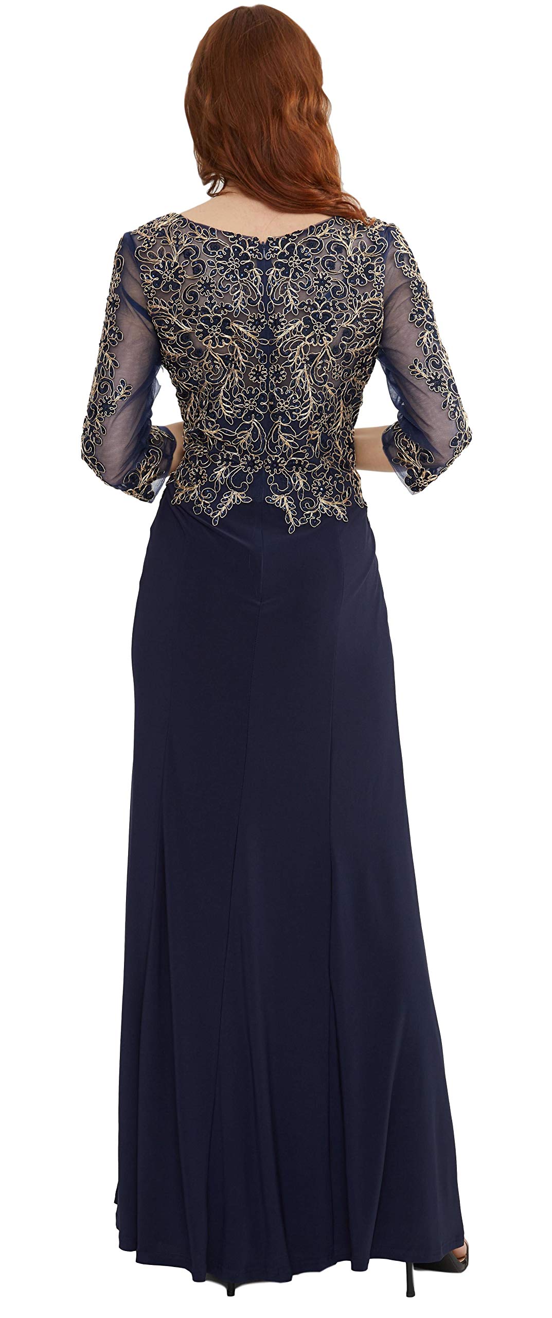 Elegant Mother of The Bride Lace Evening Dress with Quarter-Length Sleeves - Perfect for Weddings, Formal Events & Special Occasions