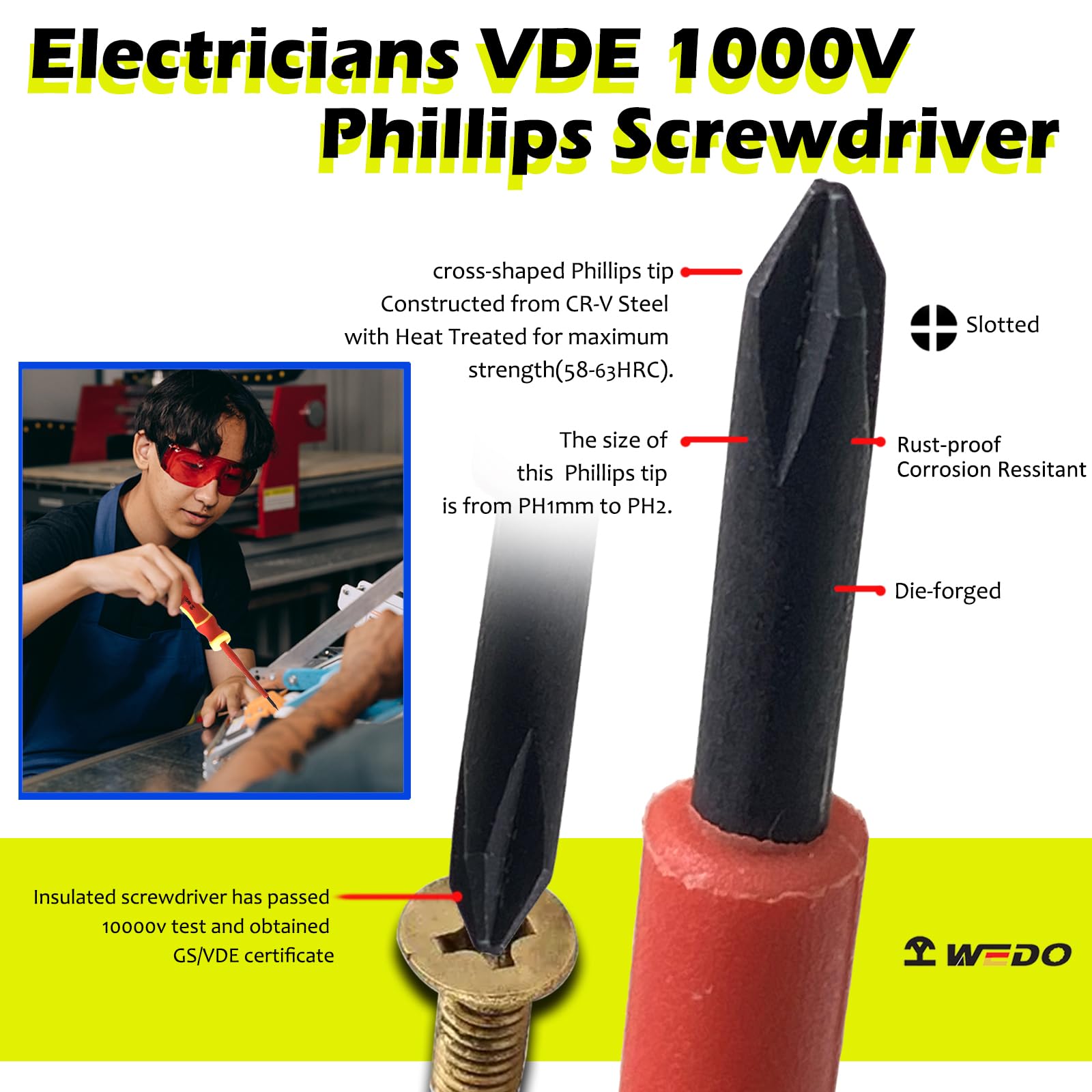 16Pcs 1000V Insulated Tool Set with Screwdriver & Pliers - Electrician Repair Kit for Home DIY Projects