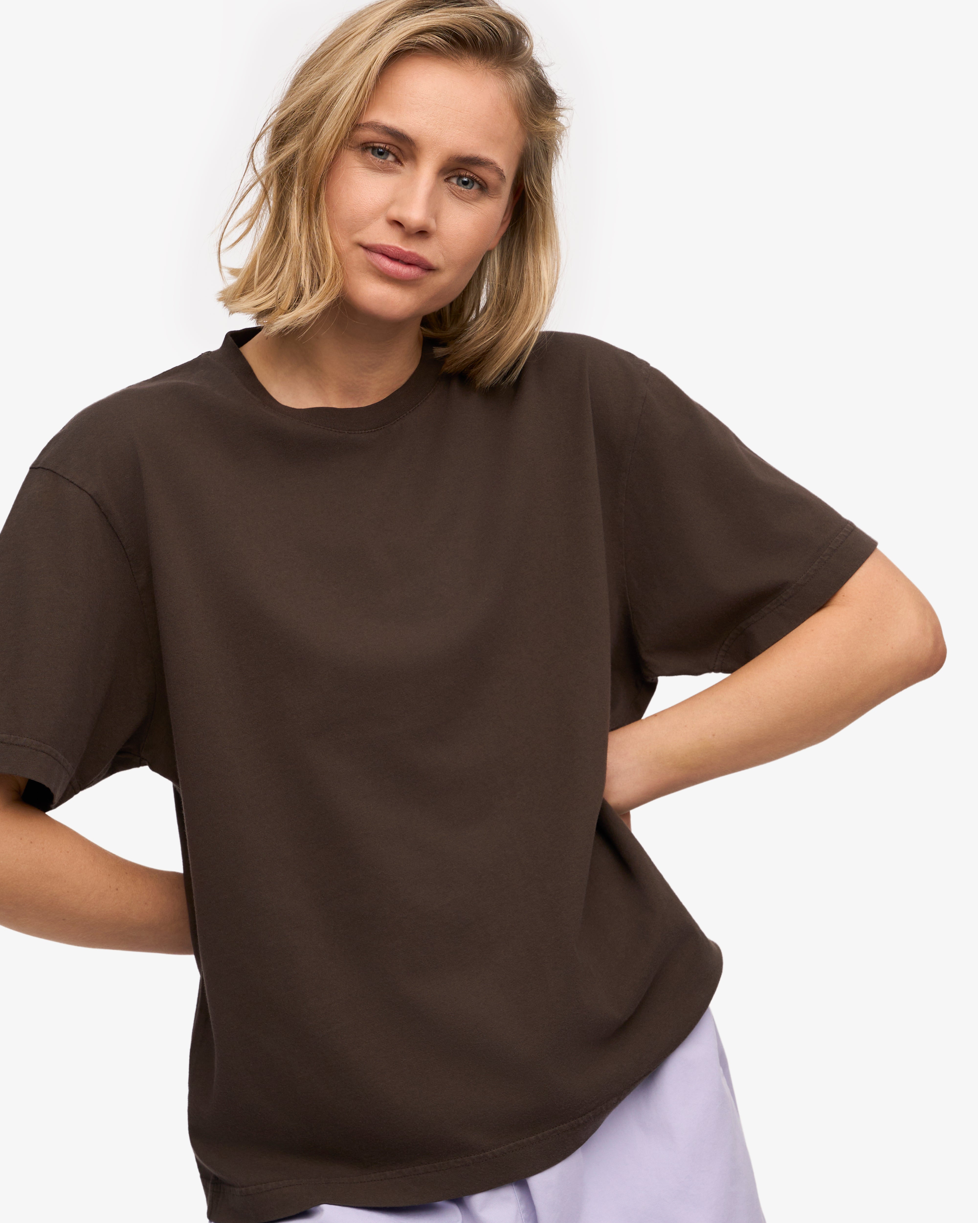 Organic Oversized T-Shirt for Women | Soft Cotton Relaxed Fit Coffee Brown | Perfect for Casual Wear, Lounge & Travel