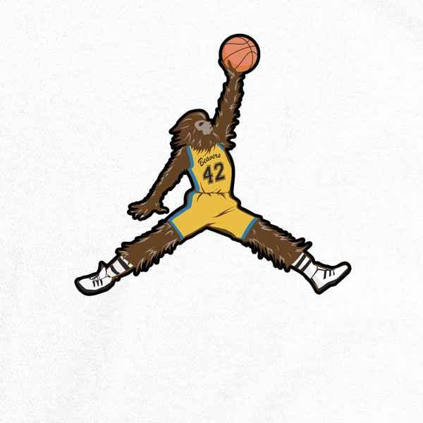 Pop Threads Air Wolf Dunking Graphic Tee - Men's Vintage Basketball T-Shirt - Soft Cotton Casual Shirt for Streetwear, Sports & Everyday Wear