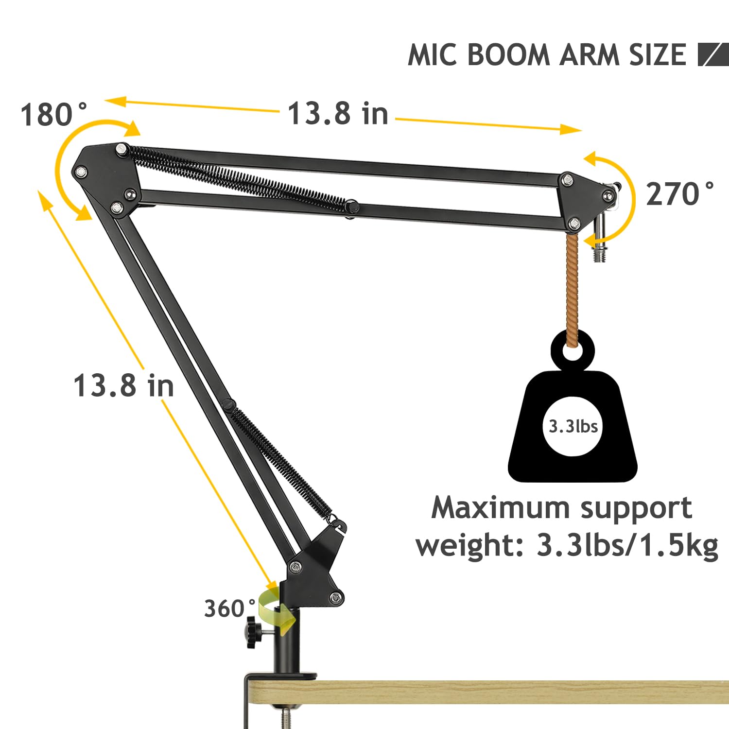 Professional Microphone Stand with Shock Mount & Foam Windscreen - Heavy Duty Boom Arm with Upgraded Clamp for Audio Technica AT2020/AT2020USB+/AT2035 Condenser Mics - Perfect for Home Studio, Podcasting & Live Streaming