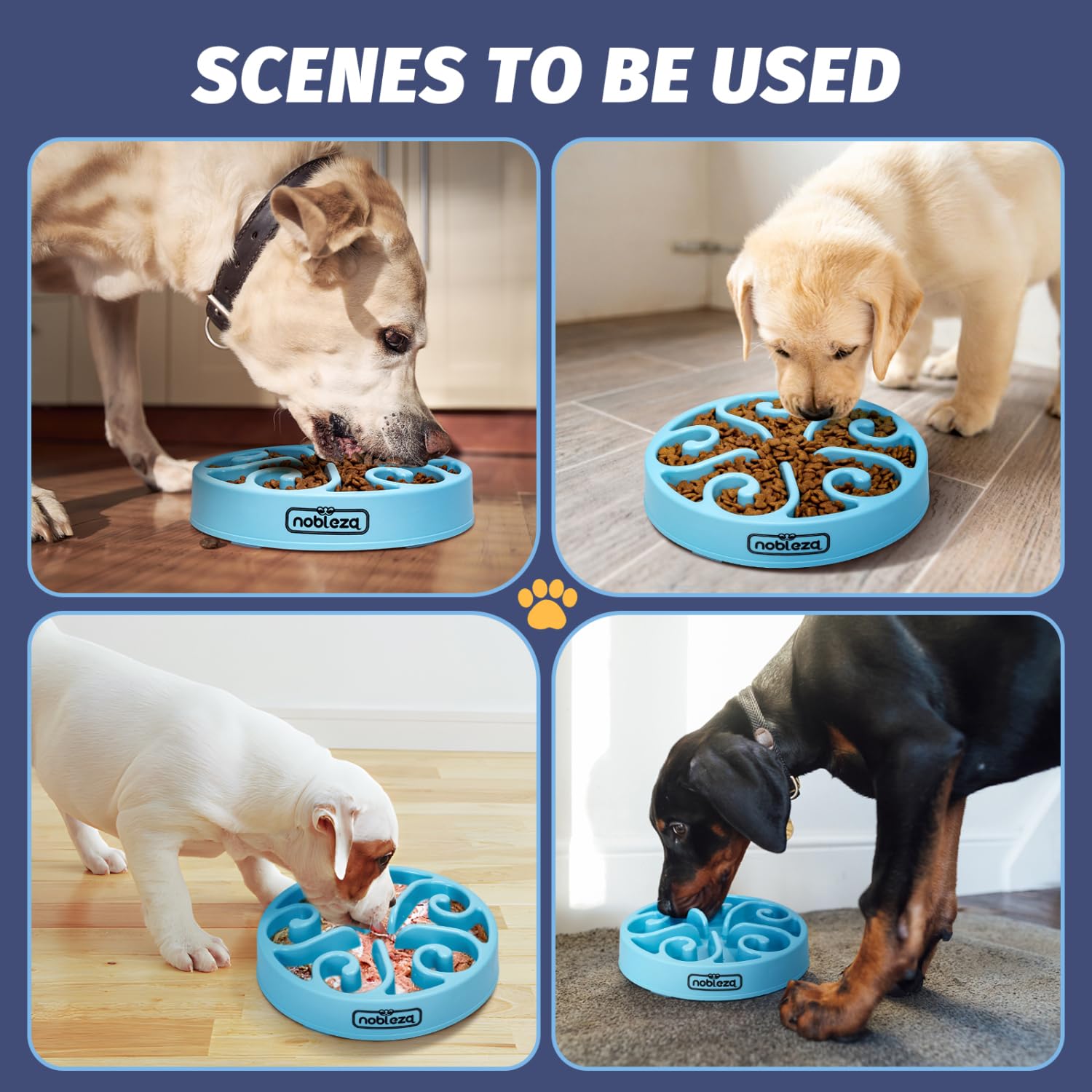 Premium Slow Feeder Dog Bowl - 8.03 Inch Large Anti-Gulping Pet Food Dish for Dogs & Cats | Helps Prevent Bloat & Improve Digestion | Perfect for Fast Eaters, Puppies & Multi-Pet Homes (Blue, 1 Pack)