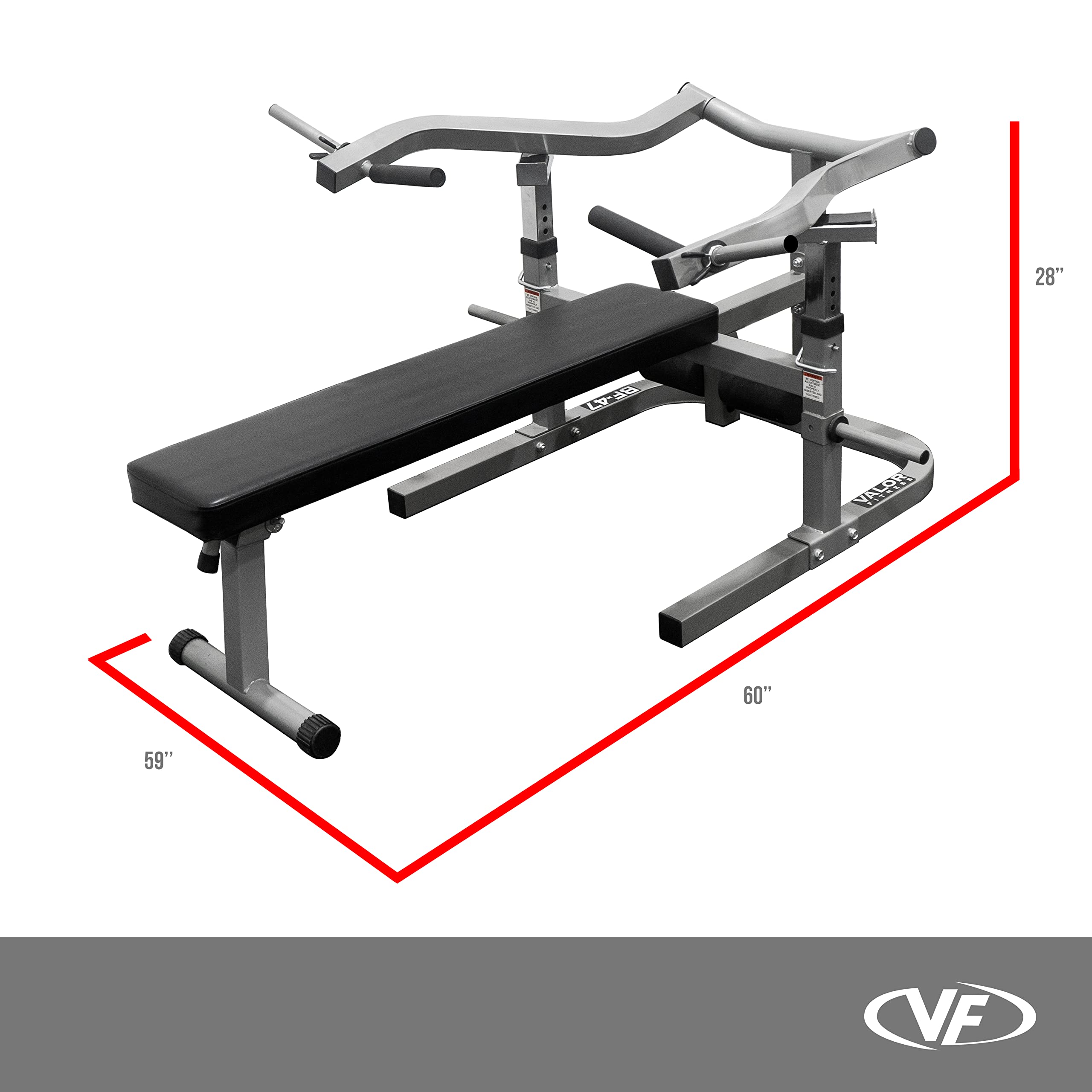 Valor Fitness BF-47 Chest Press Machine for Home Gym - Independent Converging Arms with 9 Adjustable Positions - Flat & Incline Bench - 250 lb Weight Capacity - Perfect for Strength Training & Muscle Building