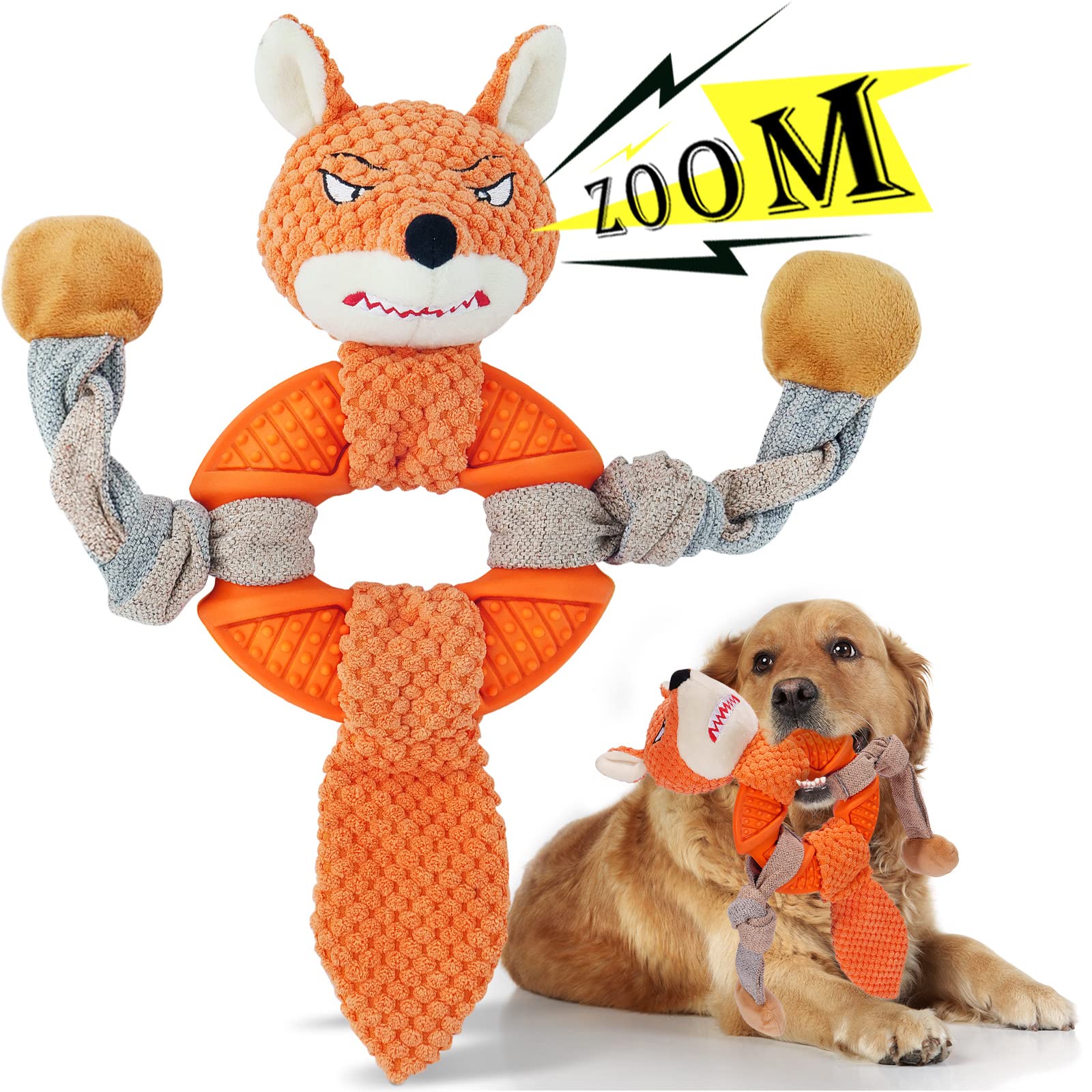 **Durable Dog Toys for Large Dogs - Epesiri Plush Squeaky Tug of War Chew Toy, Soft Rope Toy for Medium Breed Puppies, Natural Rubber Teething & Cleaning Chew - Perfect for Playtime, Training & Dental Health**