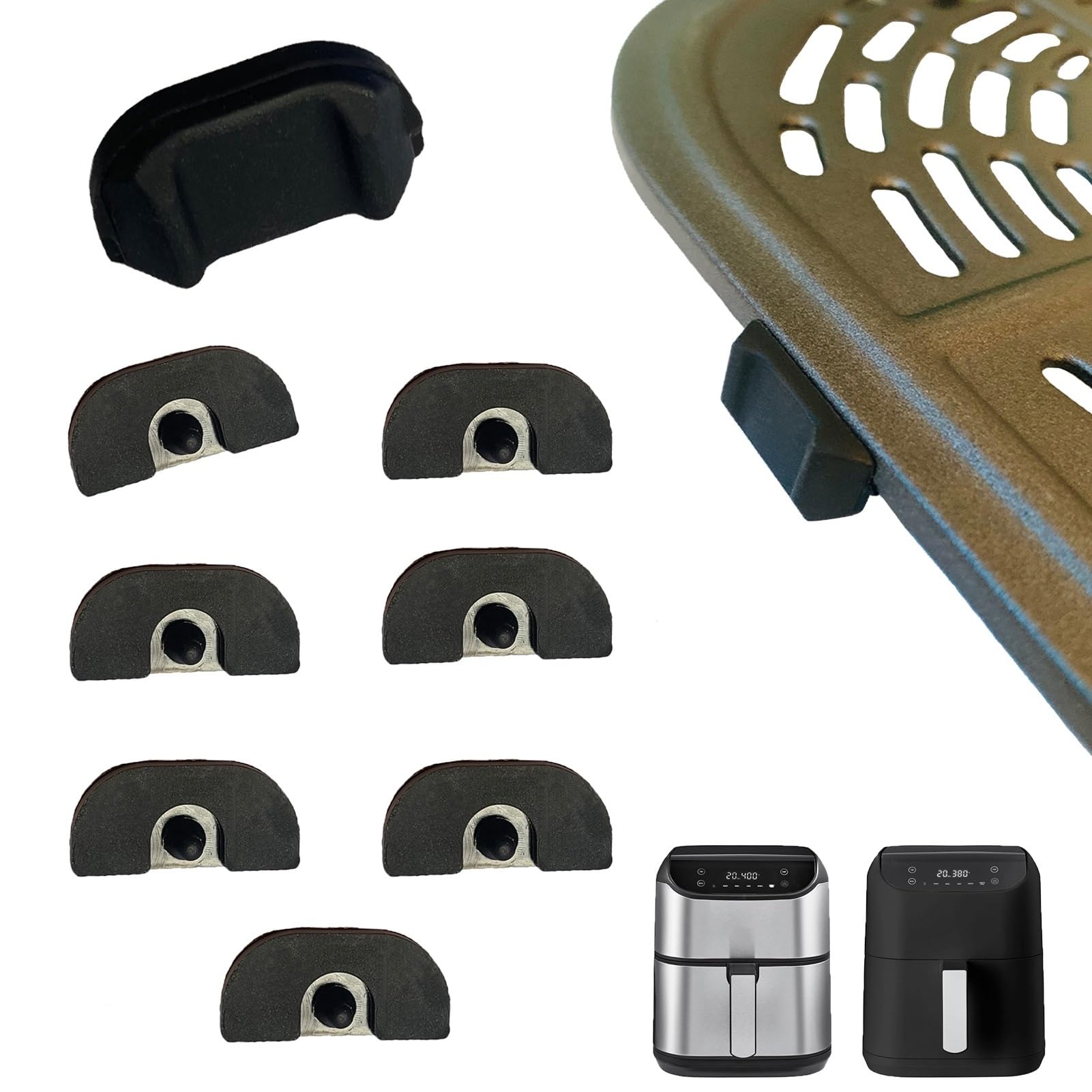 Upgraded Silicone Rubber Feet for Bella Pro Series 6QT Digital Air Fryer - Non-Slip Bumpers, Leg Pads & Spacers for 6QT Square Air Fryer - Perfect for Kitchen Safety & Stability During Cooking