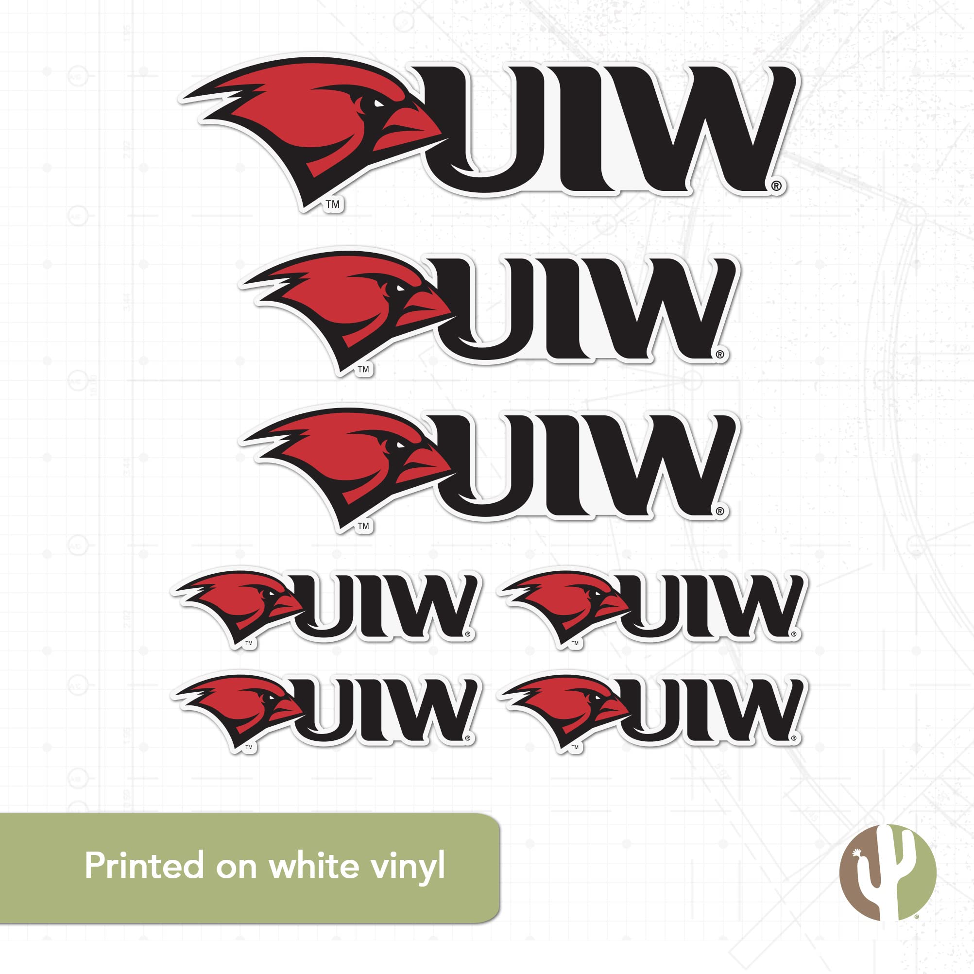 UIW Cardinals Vinyl Decals - Desert Cactus University of The Incarnate Word Stickers for Laptop, Water Bottle, Car & Scrapbook - Durable T3 Vinyl Decals for School Spirit & Fan Gear