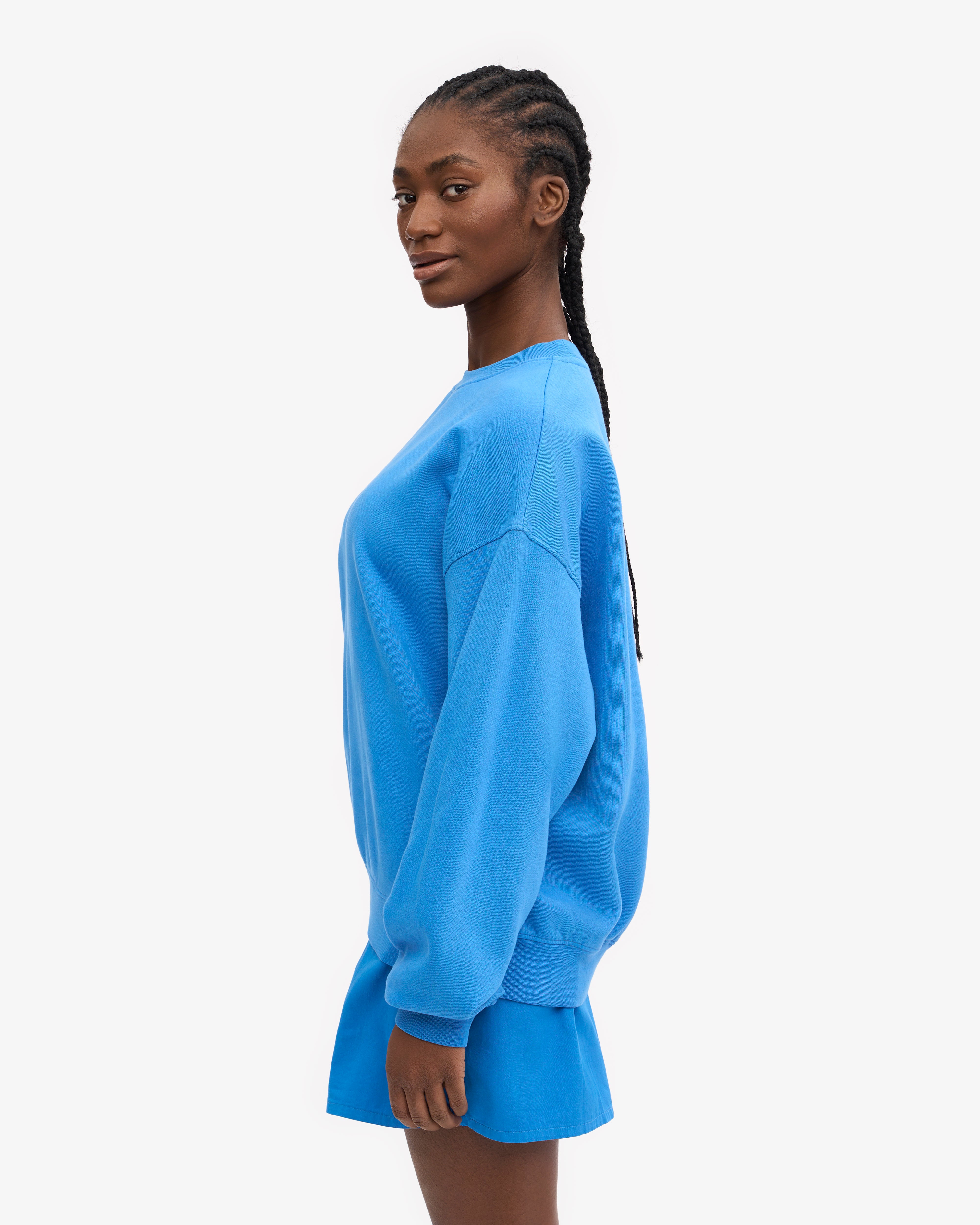 Organic Oversized Crewneck Sweatshirt - Pacific Blue | Soft & Comfortable Unisex Pullover for Casual Wear & Loungewear