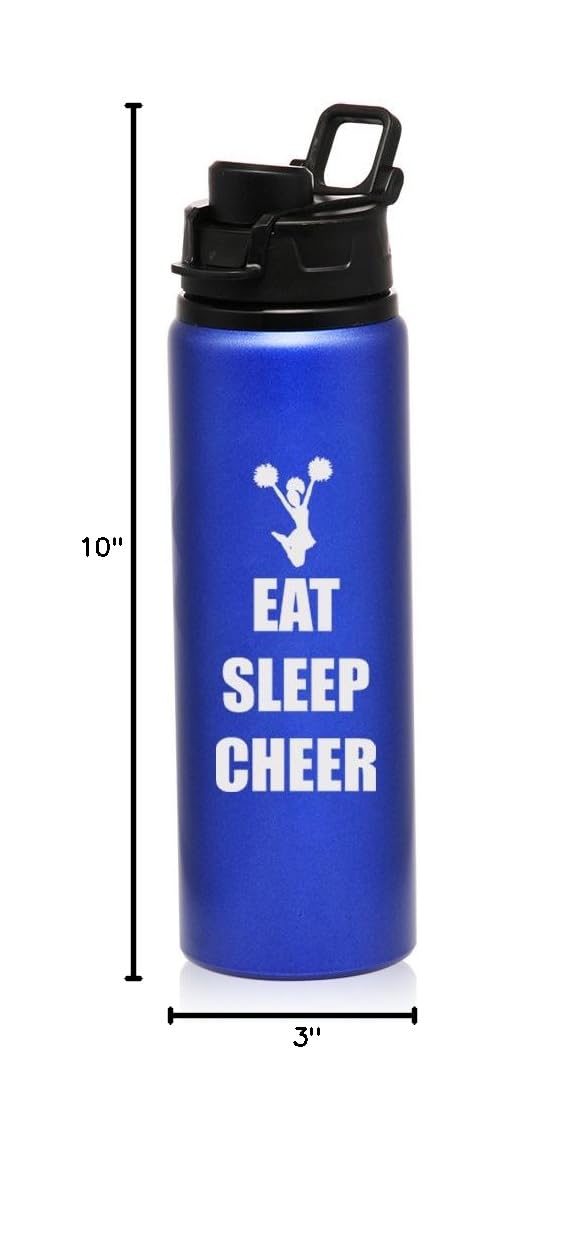 25 oz Aluminum Sports Water Bottle - Insulated, Leak-Proof & BPA-Free - Perfect for Travel, Gym, Hiking & Cheerleading - Eat Sleep Cheer Reusable Drinkware