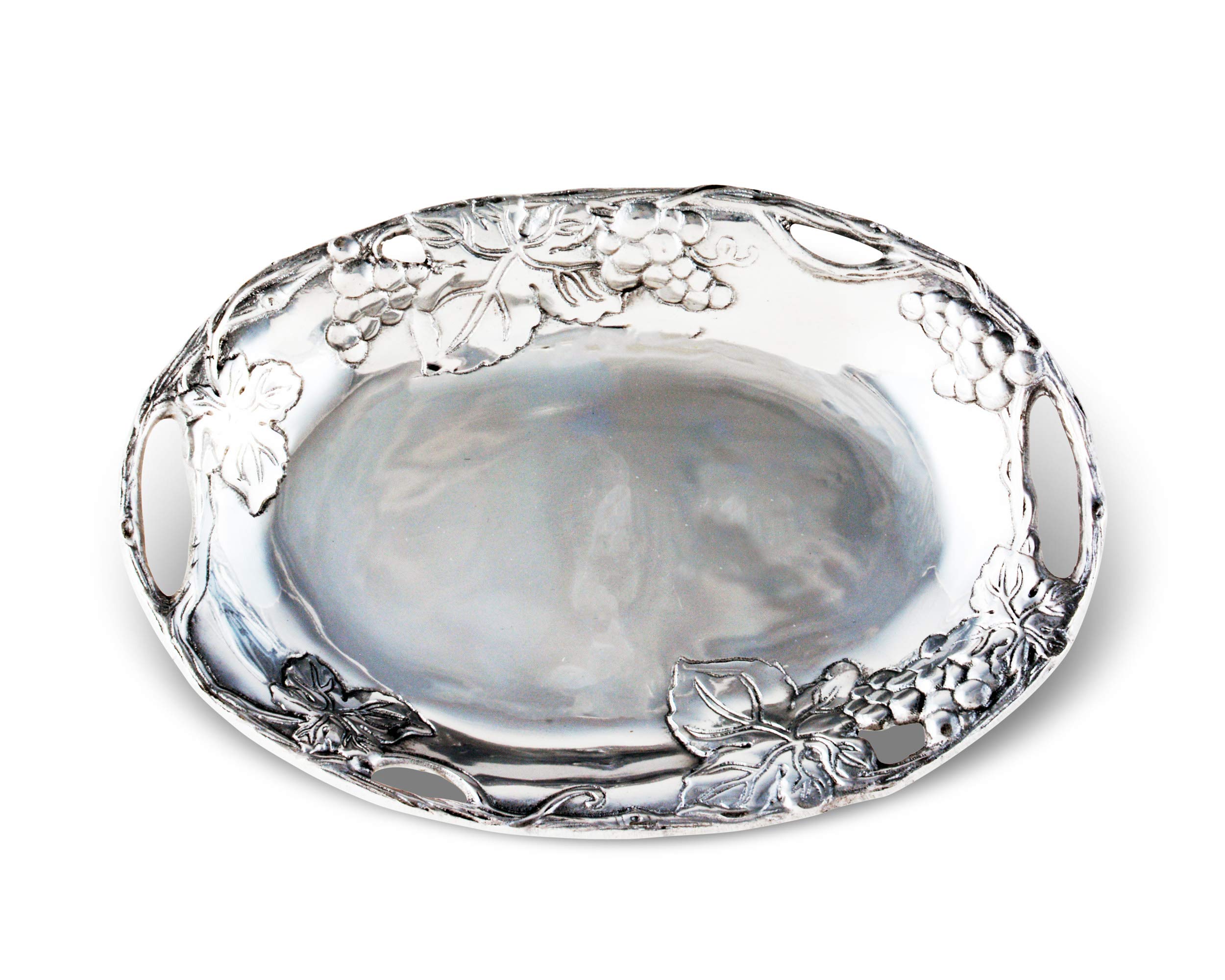 Arthur Court Designs 11-inch Aluminum Grape Footed Side Dish Server - Elegant Serving Platter for Dinner Parties, Holiday Entertaining & Buffet Style Dining