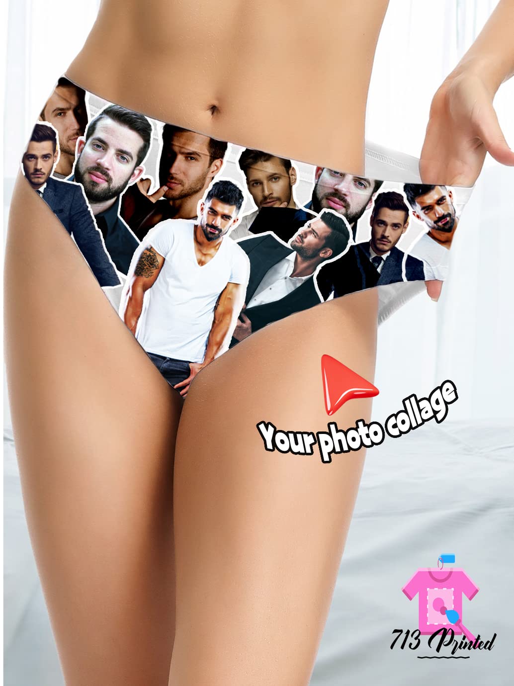 Custom Printed Photo Panties - Personalized with 6 Photos | Sexy, Fun & Funny Underwear Gift for Her | Perfect for Anniversaries, Bachelorette Parties & Romantic Gifts