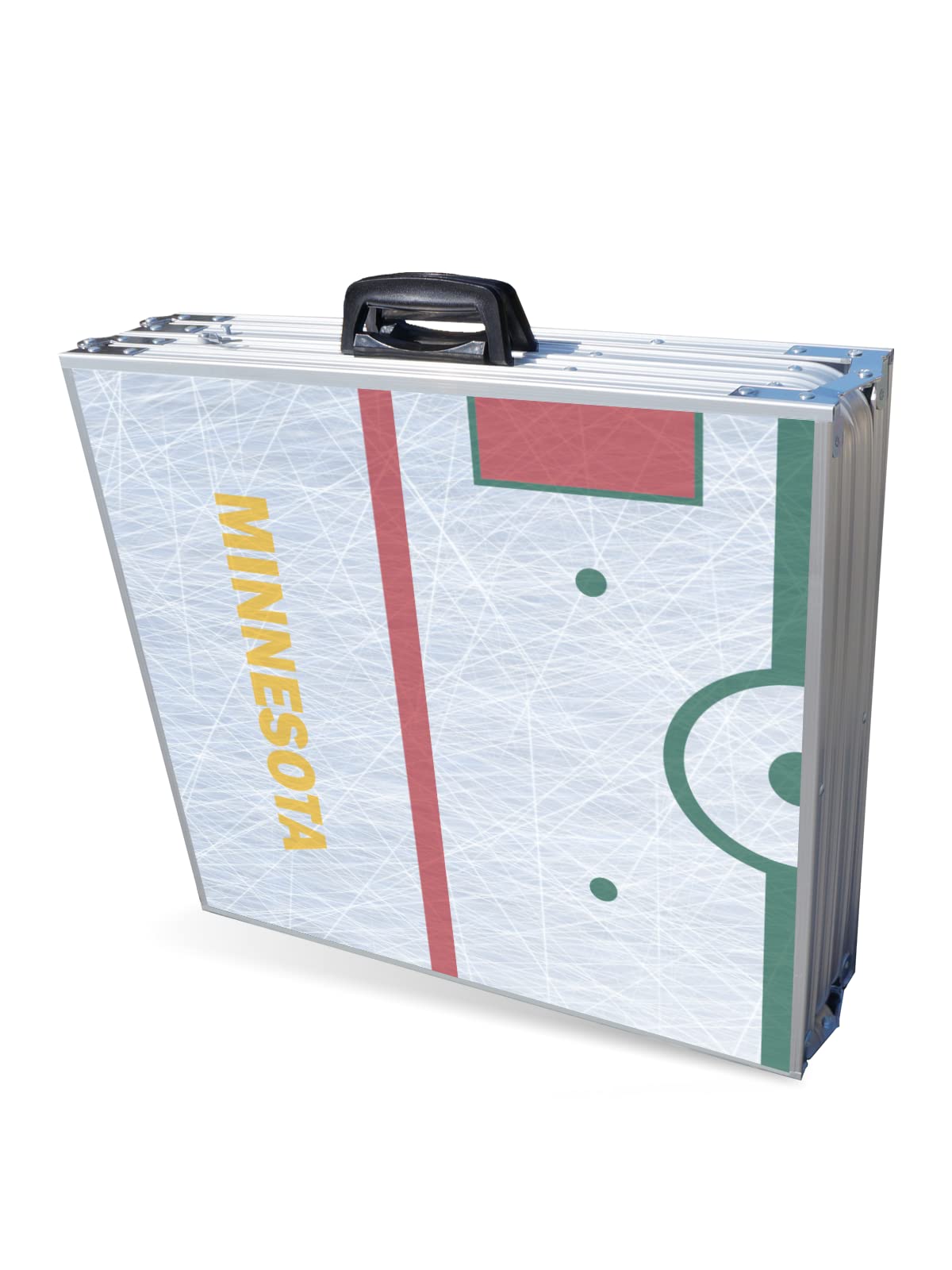 8-Foot Folding Portable Beer Pong Table with LED Lights & Optional Cup Holders - Minnesota Hockey Rink Design for Indoor/Outdoor Parties, Tailgates & Game Nights