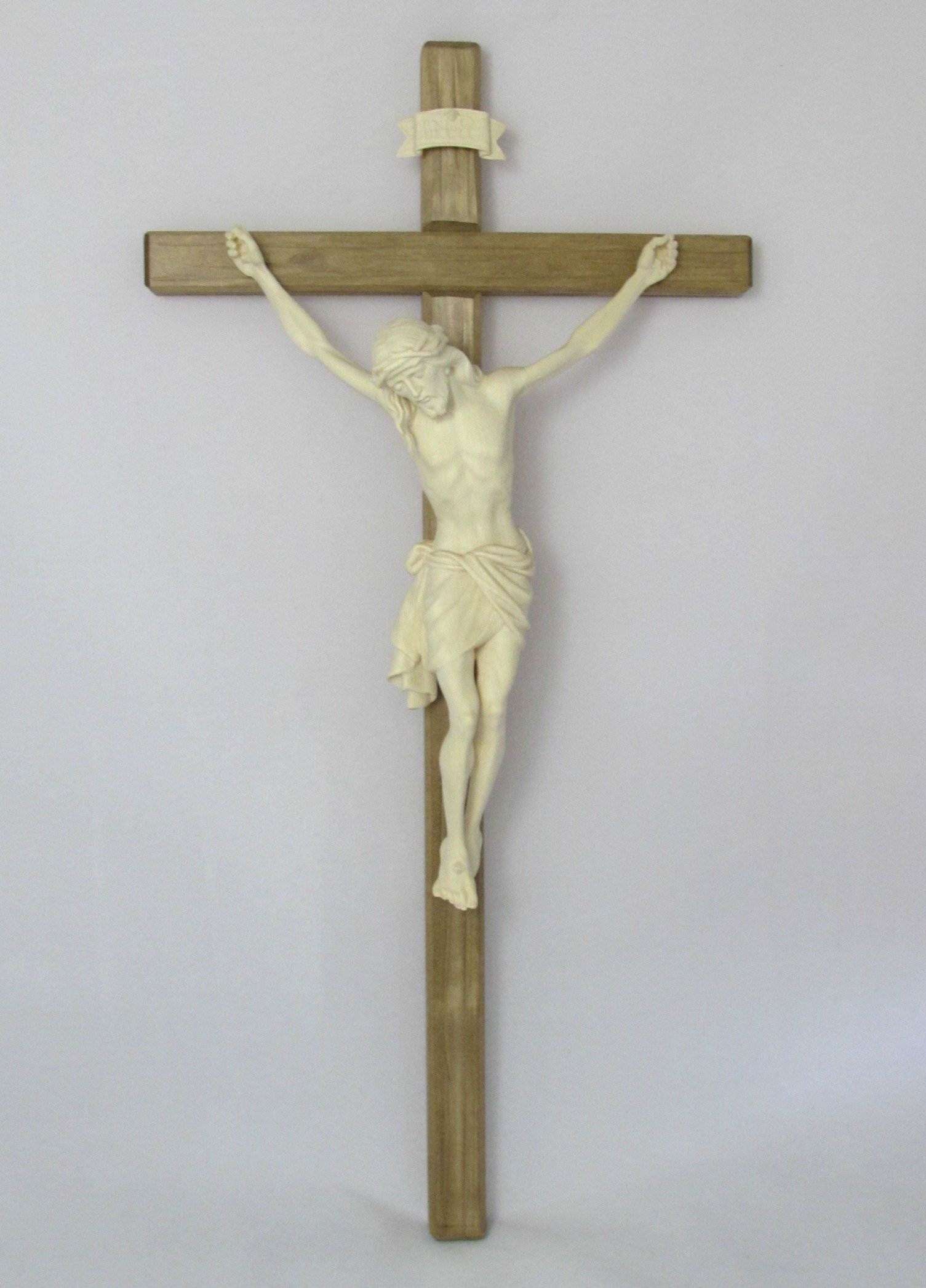 Hand Carved 25 Inch European Wooden Crucifix Wall Cross - Perfect for Home Decor, Church Altar & Spiritual Gifts