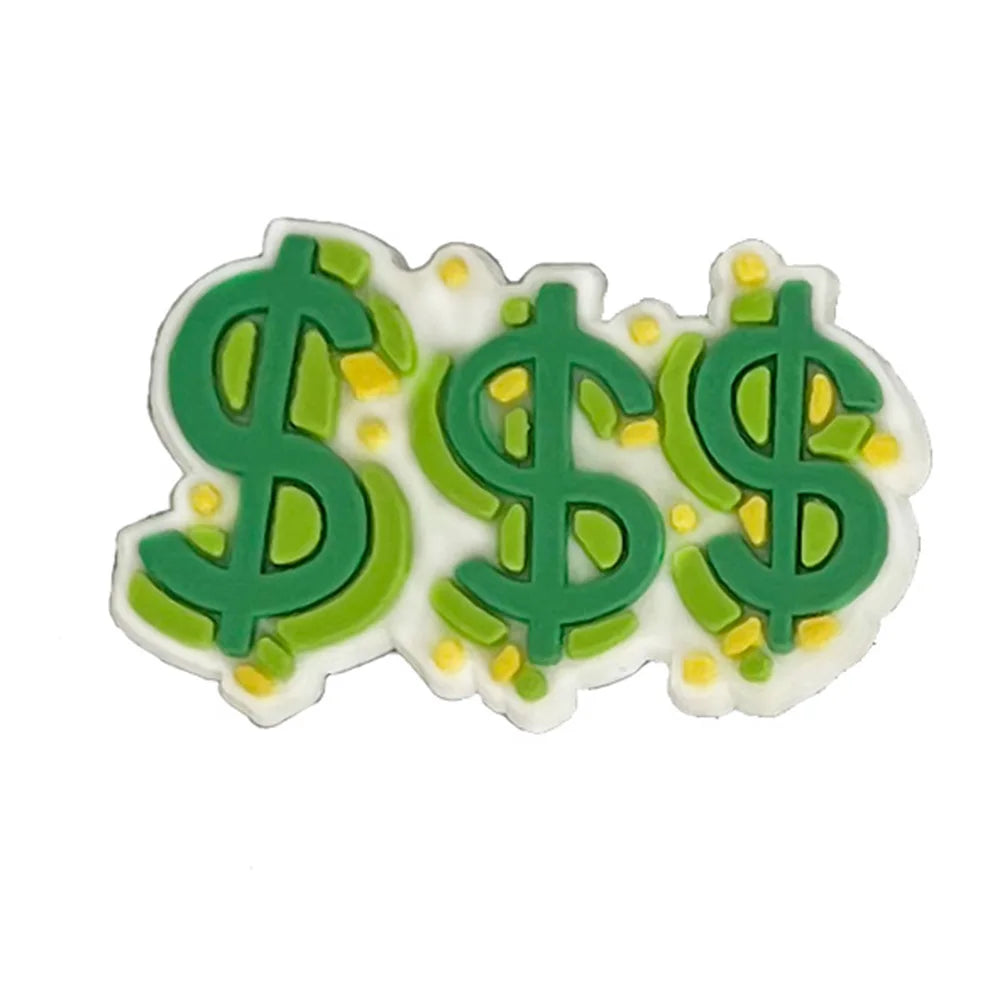 1PCS Funny Dollar Money Shoe Charms - PVC Cartoon DIY Sandal Accessories for Clogs - Unisex Decoration for Boys & Adults - Perfect for Xmas Parties, Gifts & Everyday Fashion