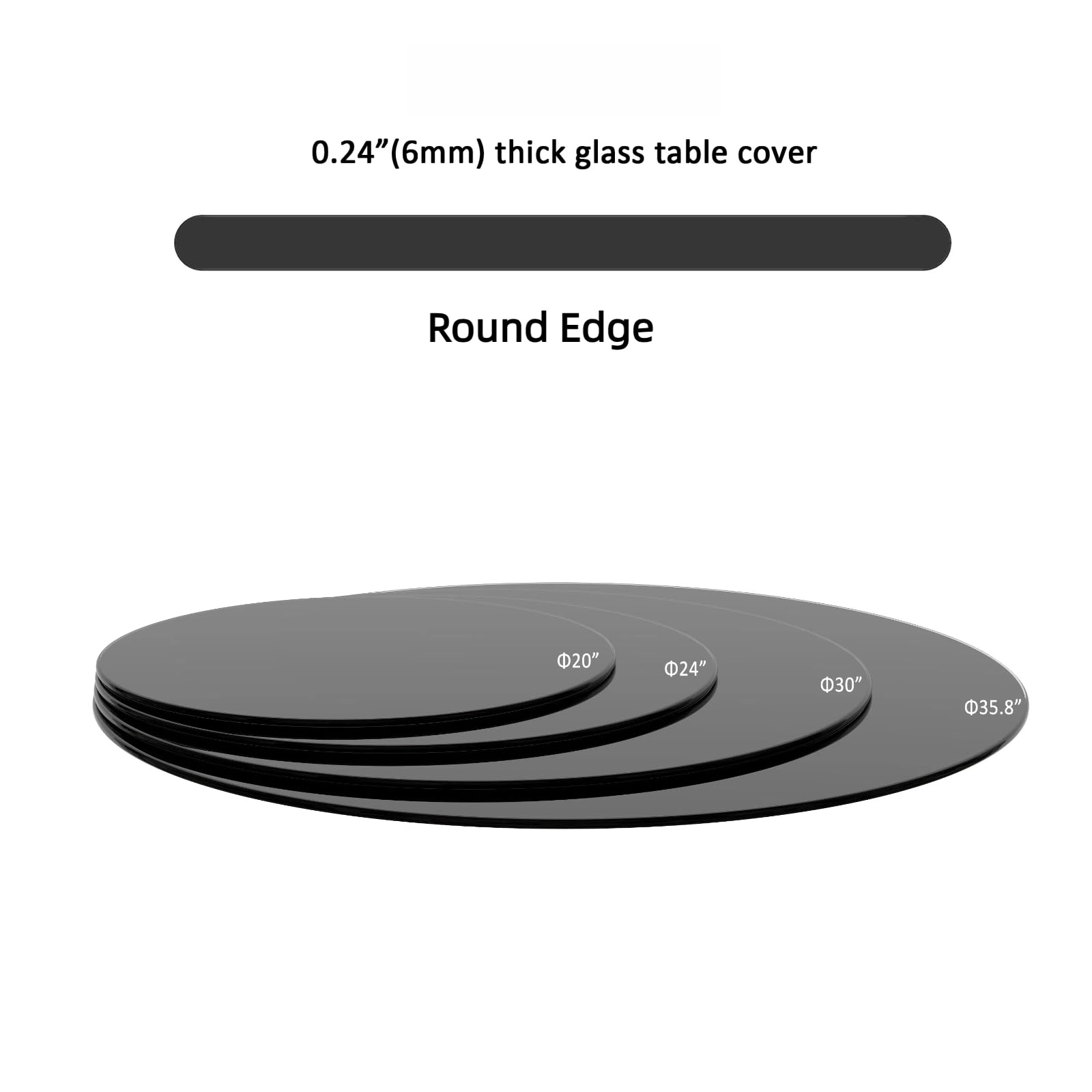 36 Inch Round Tempered Glass Table Top - 1/4