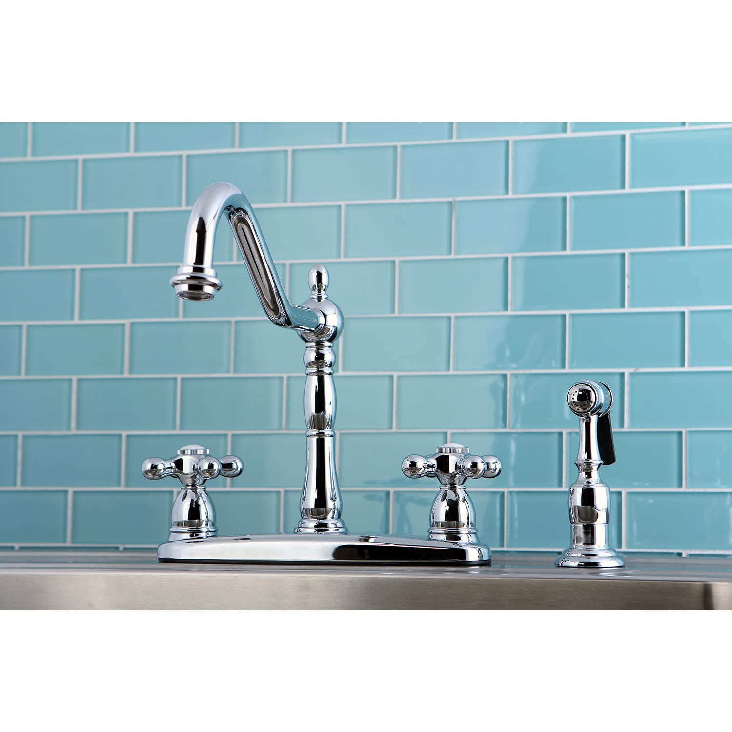 Kingston Brass KB1755AXBS Heritage 8-Inch Centerset Kitchen Faucet in Oil Rubbed Bronze - Perfect for Farmhouse, Vintage & Traditional Style Kitchens