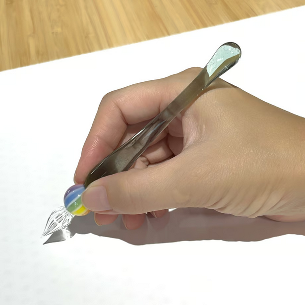 Japanese Glass Dip Pen - Rainbow Ball & Light Blue Green Colors, Perfect Calligraphy & Handwriting Tool for Writers, Artists, and Journaling Enthusiasts | Ideal for Lettering, Sketching, and Creative Writing Gifts