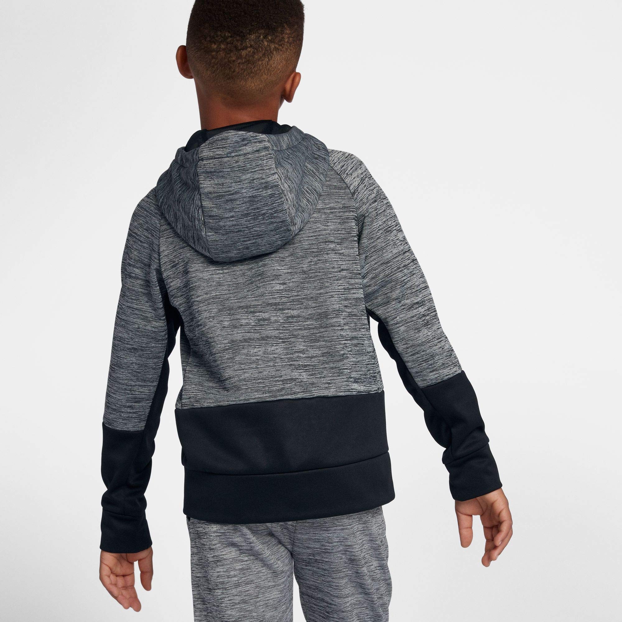 Nike Boys' Therma Heathered Graphic Hoodie - Black/Black, Small - Warm & Stylish Pullover for School, Sports & Outdoor Activities