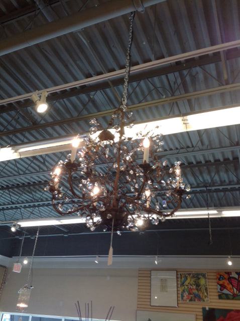 Elegant Bronze Metal & Crystal 6-Light Chandelier - Perfect for Dining Room, Living Room, or Bedroom Lighting