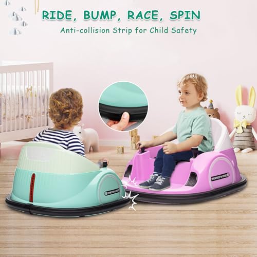 GARVEE 12V Kids Electric Ride On Bumper Car with Remote Control - 360° Spin, LED Lights, Music & Battery Display - Perfect for Toddler Birthday Gifts & Indoor/Outdoor Play