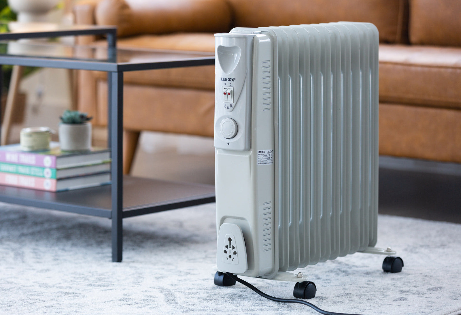 11 Fin Oil Column Heater 2400W with 3 Heat Settings & Wheels - Portable Space Heater for Bedroom, Living Room & Office - Energy Efficient Quiet Heating Solution for Winter