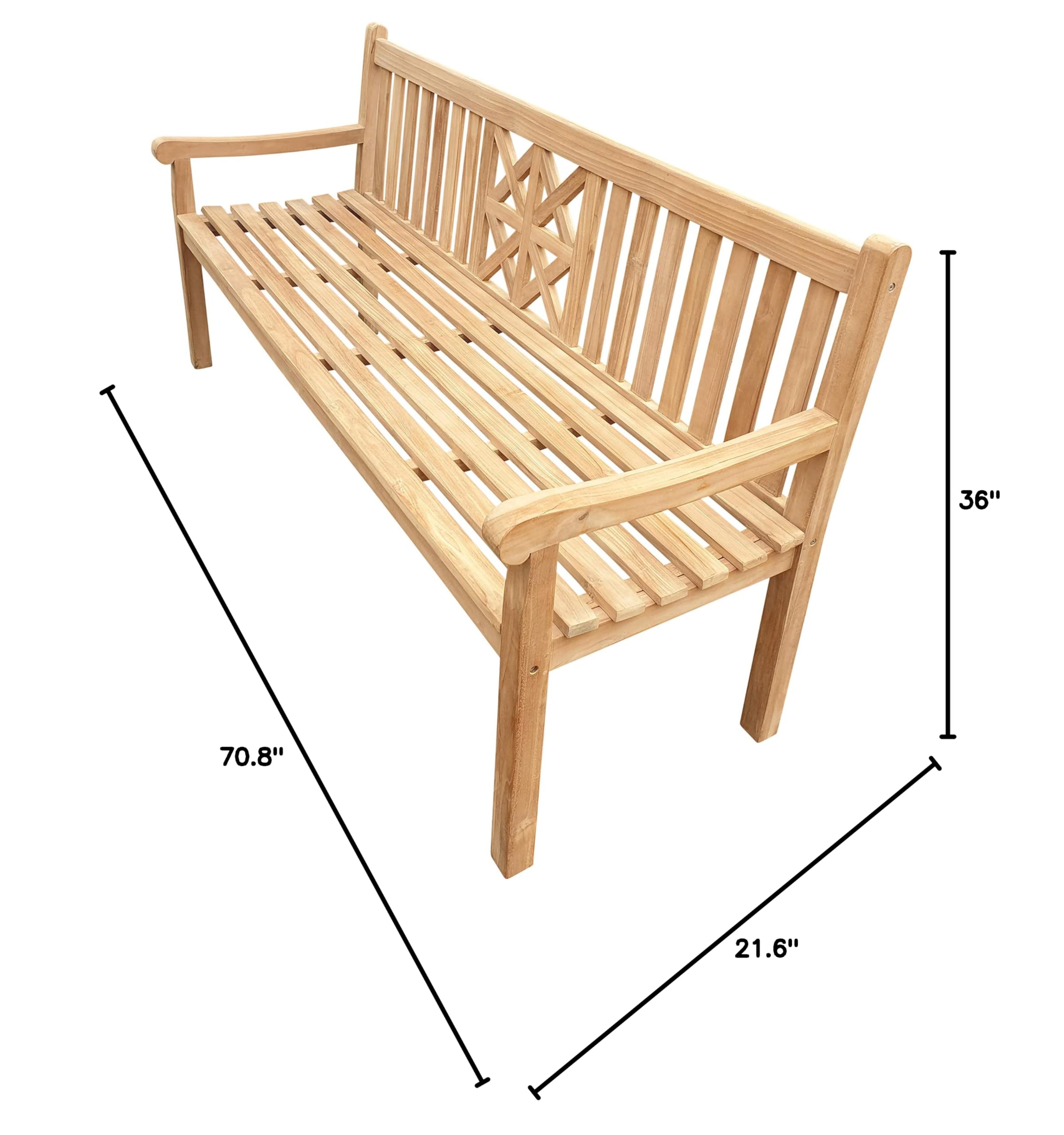 Premium 6-Foot Teak Wood Outdoor Patio Bench by Seven Seas – Durable & Weather-Resistant for Gardens, Decks, and Poolside Relaxation