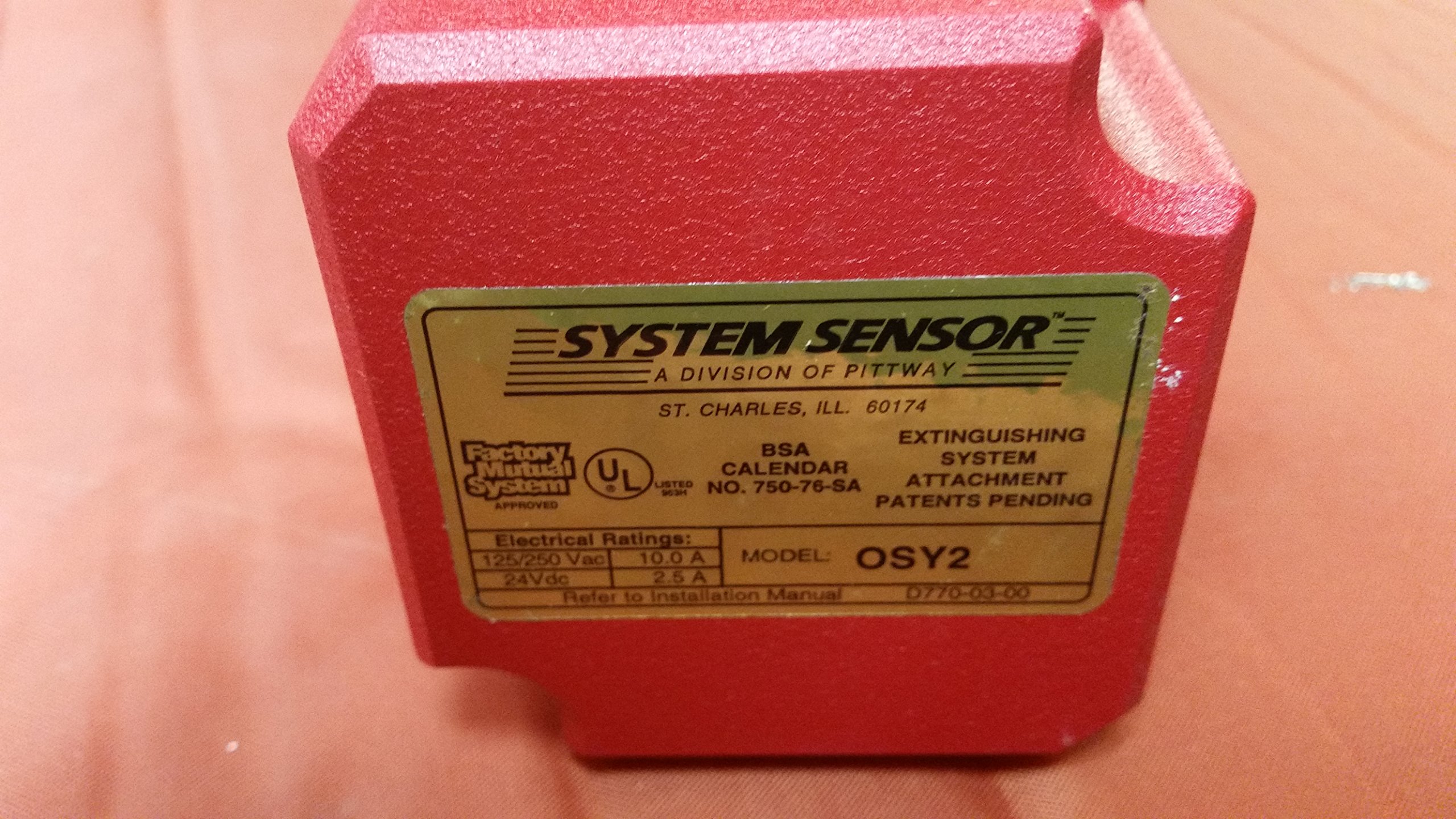 System Sensor OSY2 Supervisory Switch - 10A Fire Alarm Accessory for Commercial & Industrial Buildings - Ideal for HVAC, Elevator, and Door Control Systems
