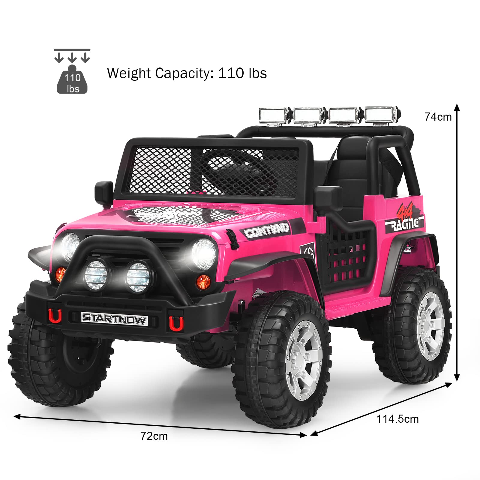 Olakids 12V 2-Seat Battery Powered Electric Ride-On Truck for Kids - Remote Control Toy Car with Spring Suspension, LED Lights & Music - Perfect for Outdoor Play, Birthday Gifts & Toddler Transportation