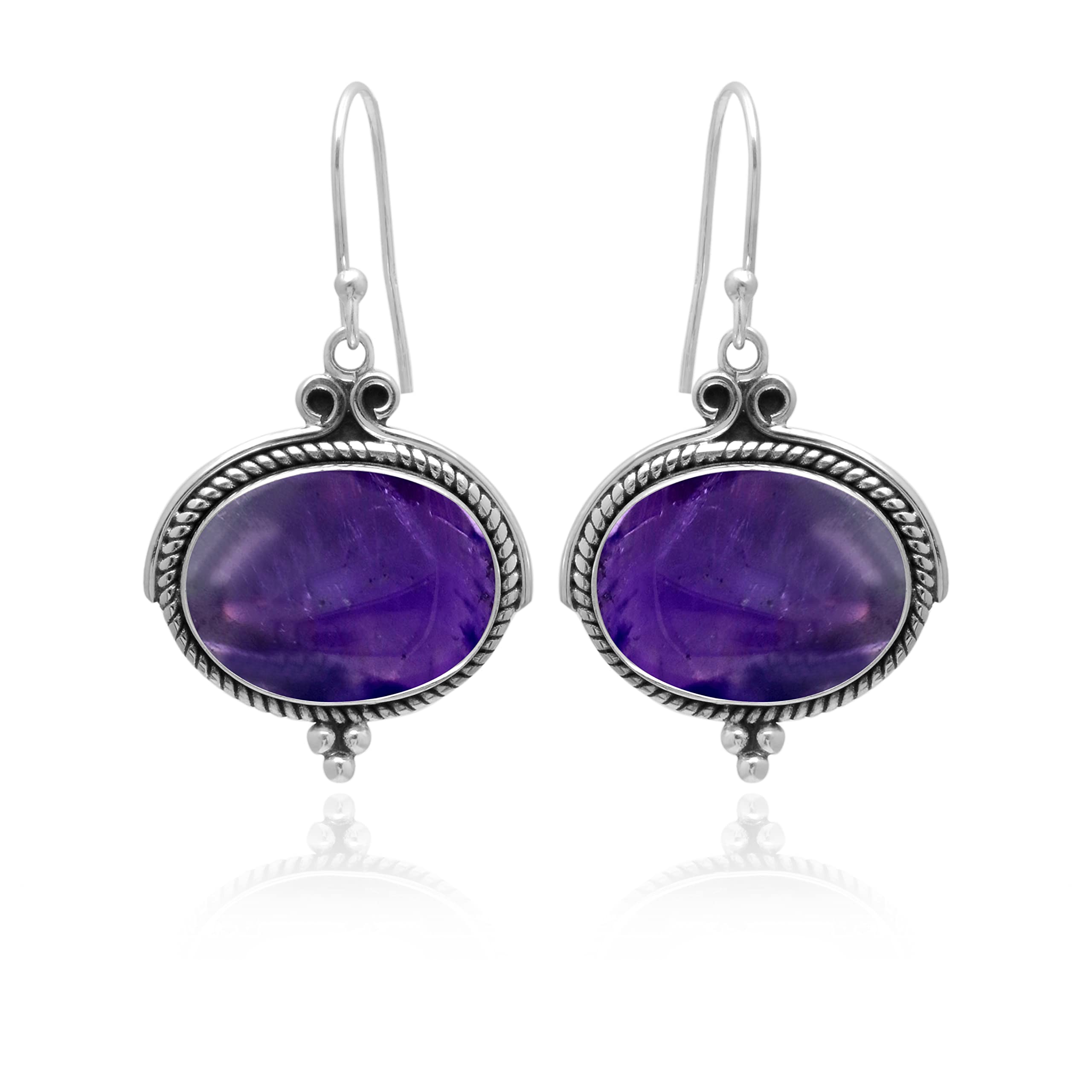 Veracity Jewelry 925 Sterling Silver Amethyst Earrings for Women | Handmade Purple Blue Gemstone Stud Earrings | Elegant Gift for Her | Perfect for Weddings, Parties & Special Occasions